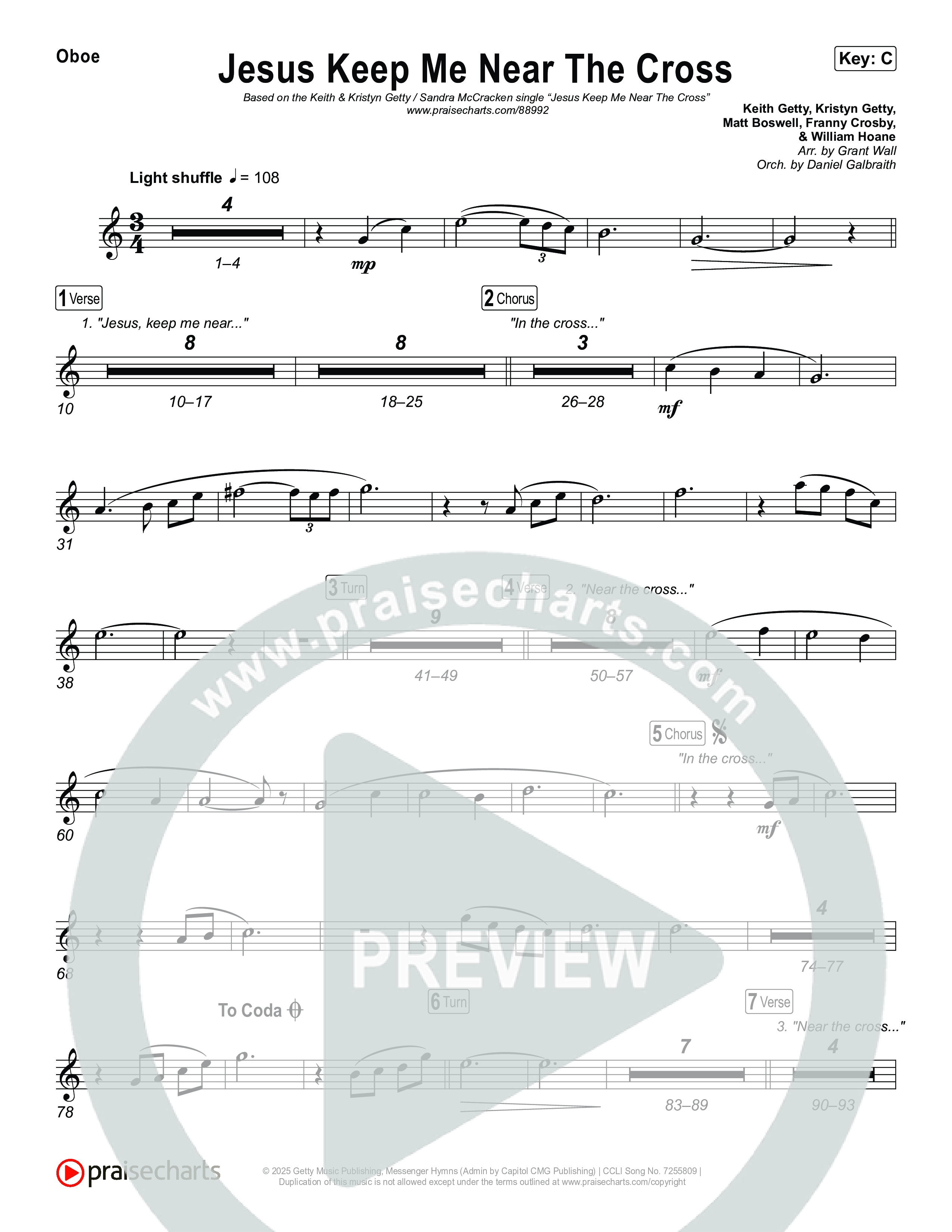 Jesus Keep Me Near The Cross Oboe (Keith & Kristyn Getty / Sandra McCracken)