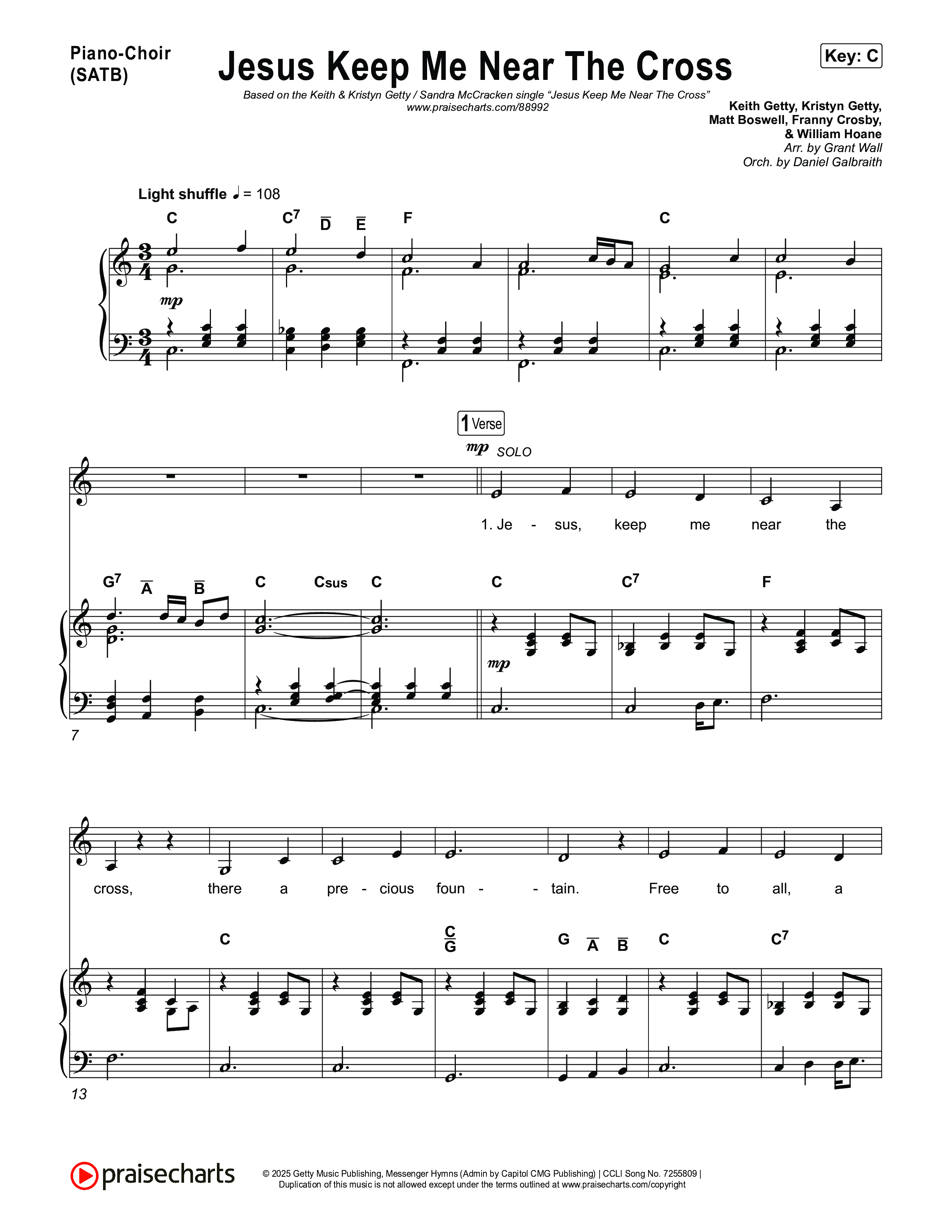 Jesus Keep Me Near The Cross Piano/Vocal Pack (Keith & Kristyn Getty / Sandra McCracken)