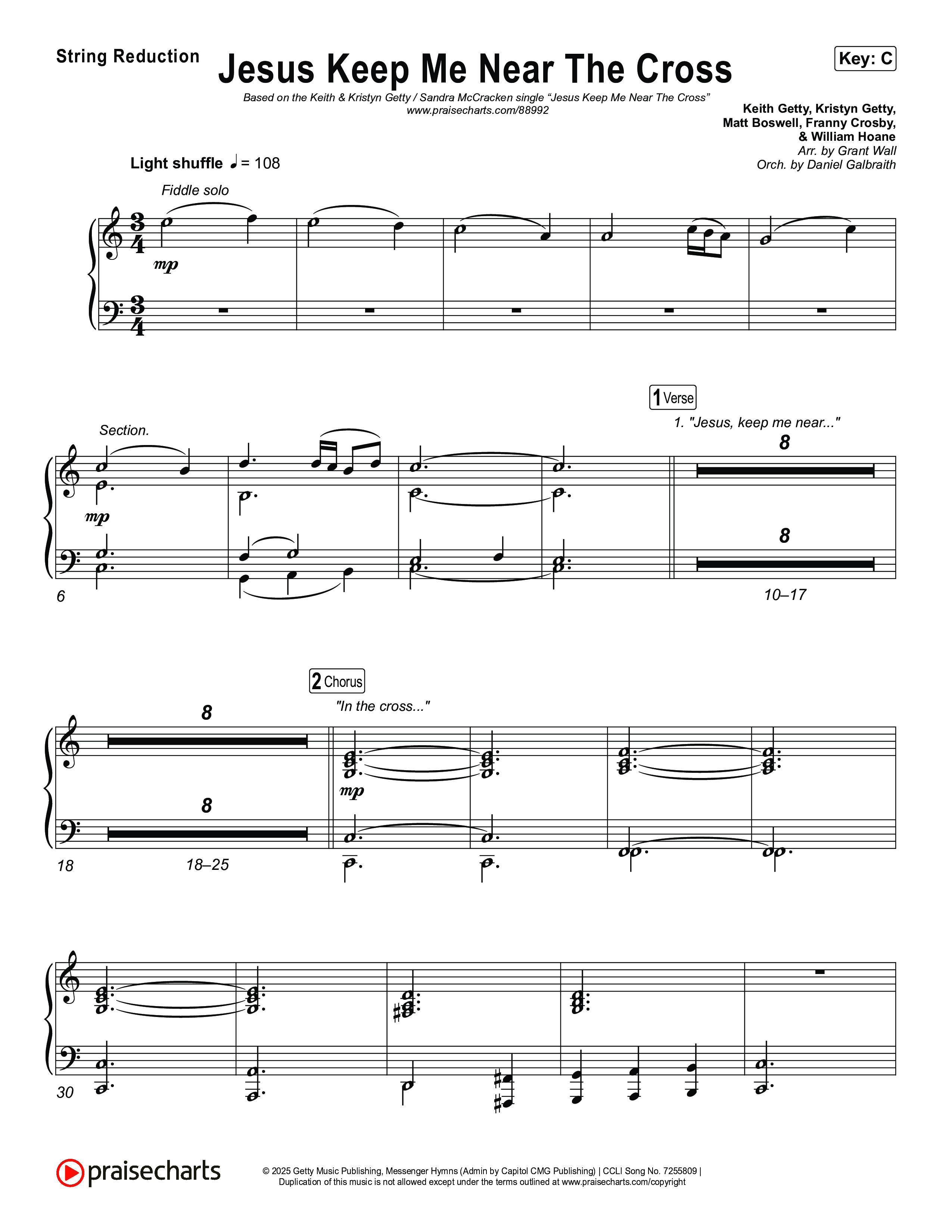 Jesus Keep Me Near The Cross String Reduction (Keith & Kristyn Getty / Sandra McCracken)