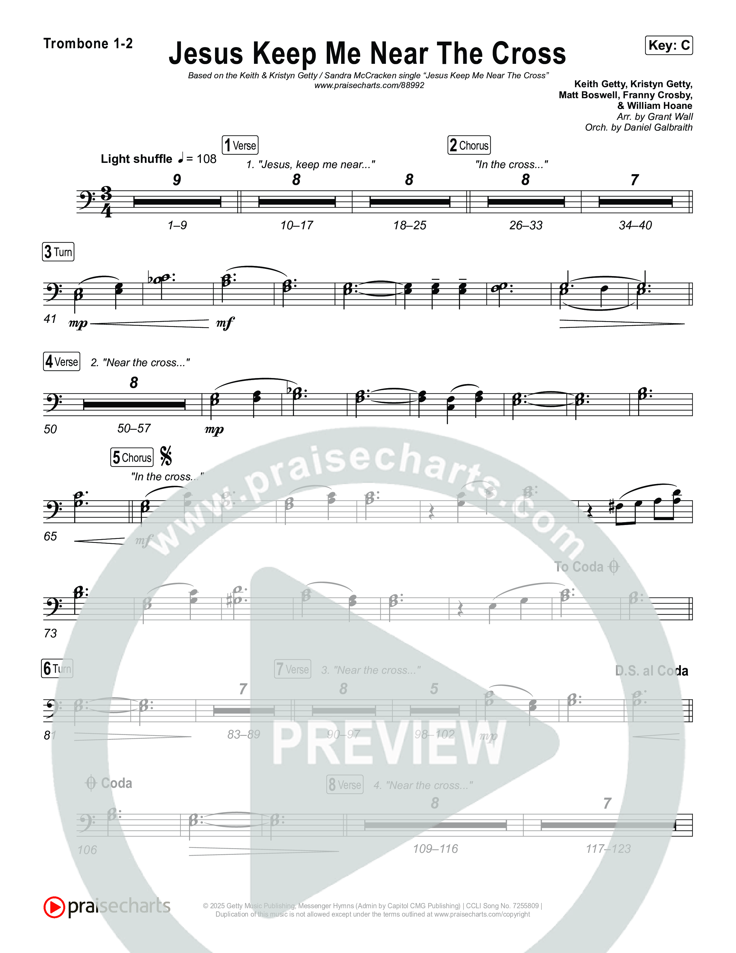 Jesus Keep Me Near The Cross Trombone 1,2 (Keith & Kristyn Getty / Sandra McCracken)