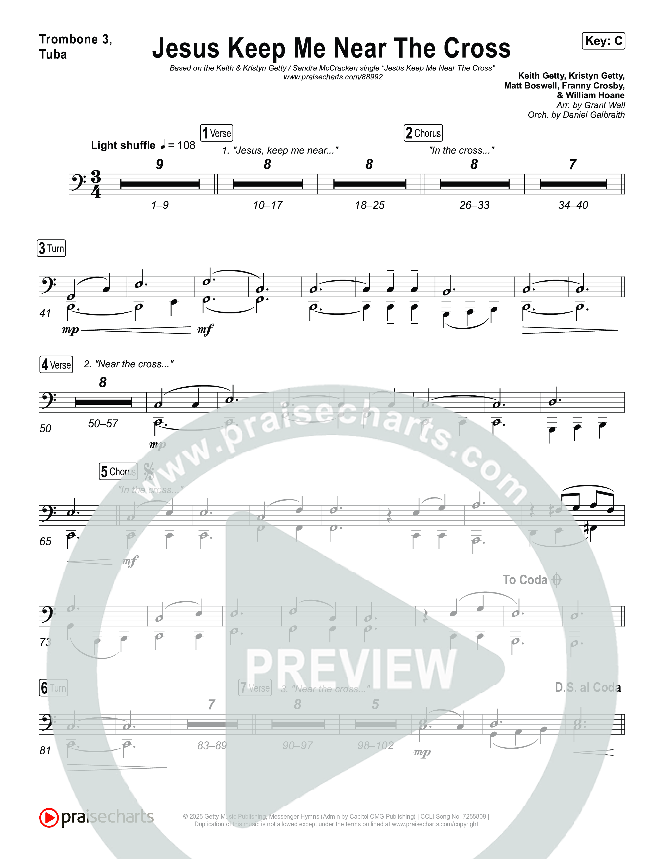 Jesus Keep Me Near The Cross Trombone 1,2 (Keith & Kristyn Getty / Sandra McCracken)