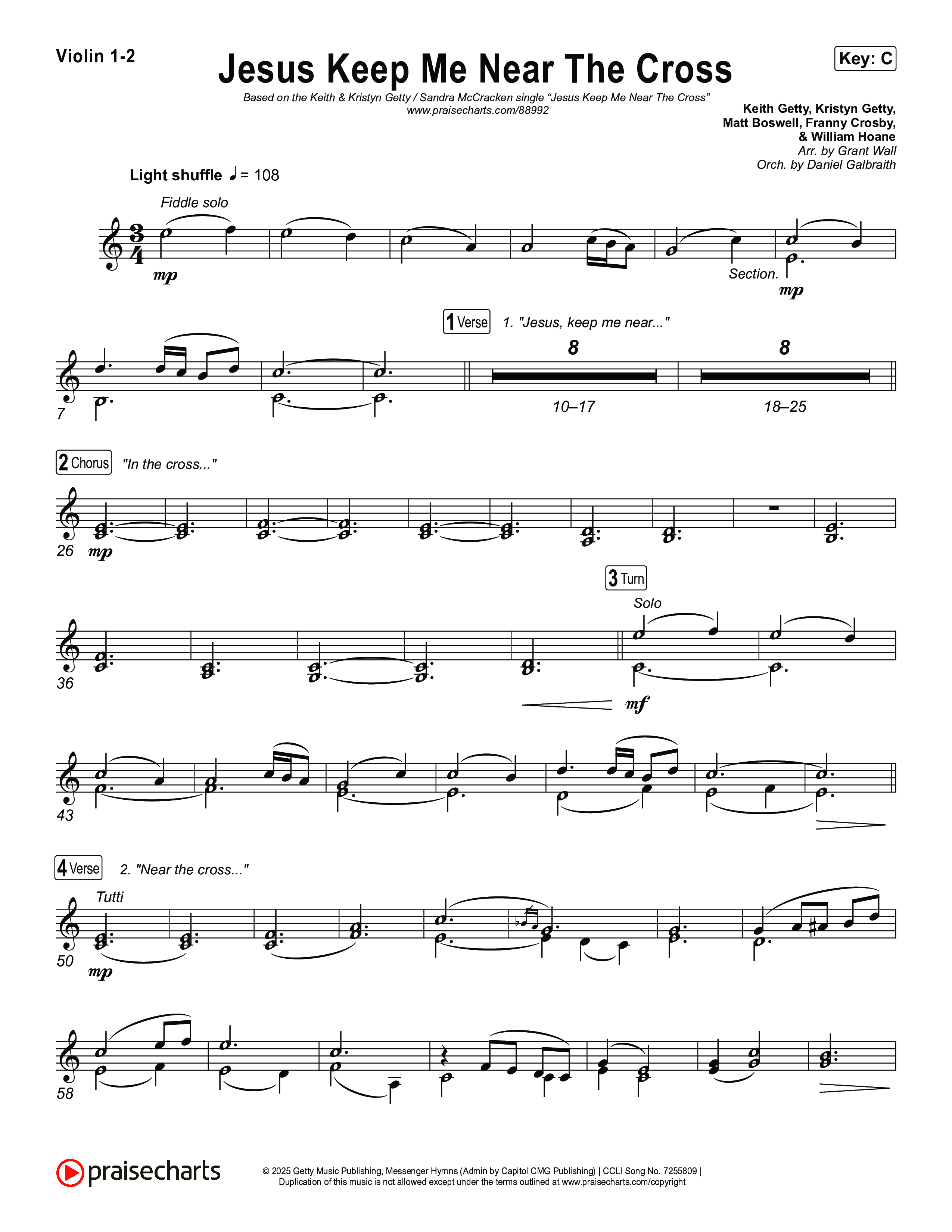 Jesus Keep Me Near The Cross String Pack (Keith & Kristyn Getty / Sandra McCracken)