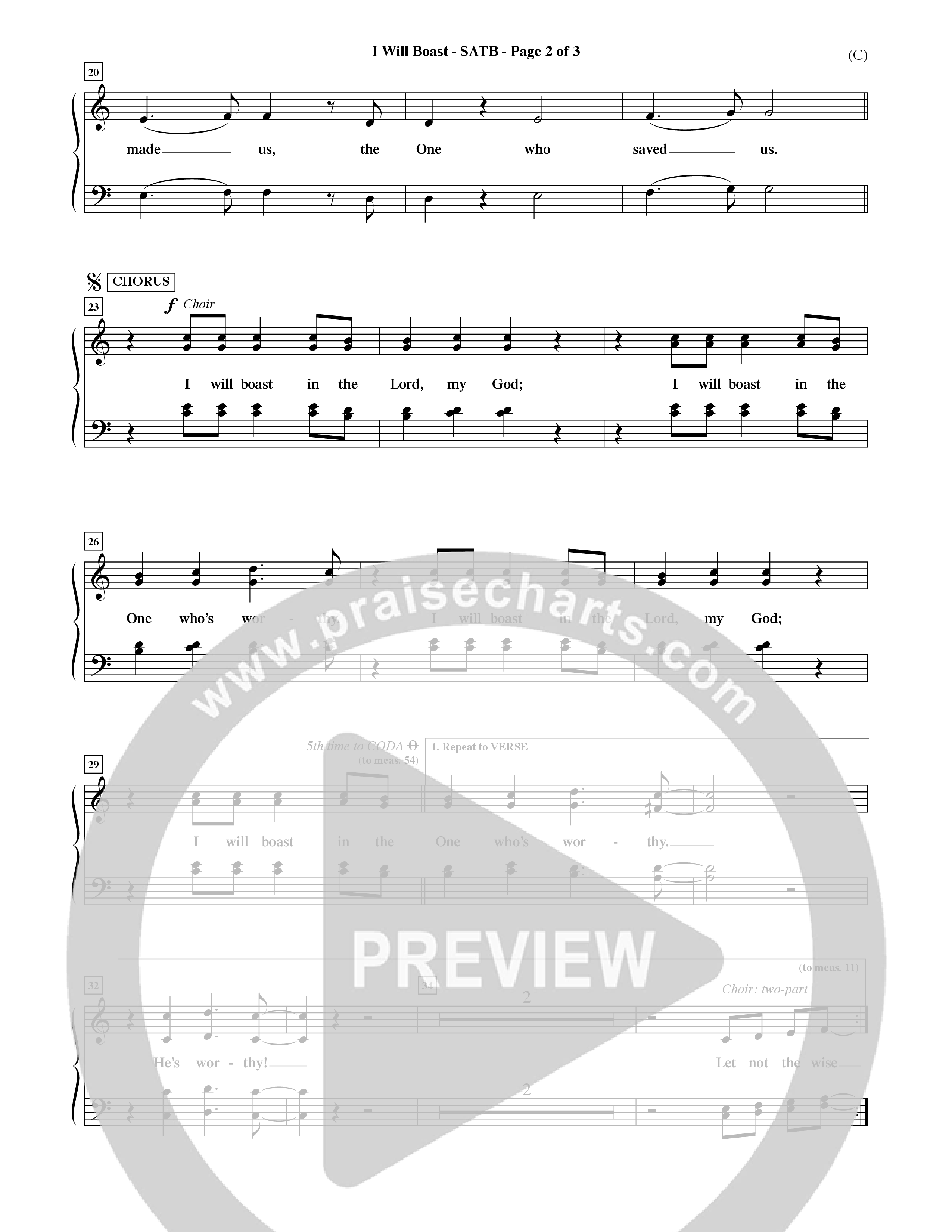 I Will Boast (Choral Anthem SATB) Choir Sheet (SATB) (Word Music Choral / Orch. David McKay)