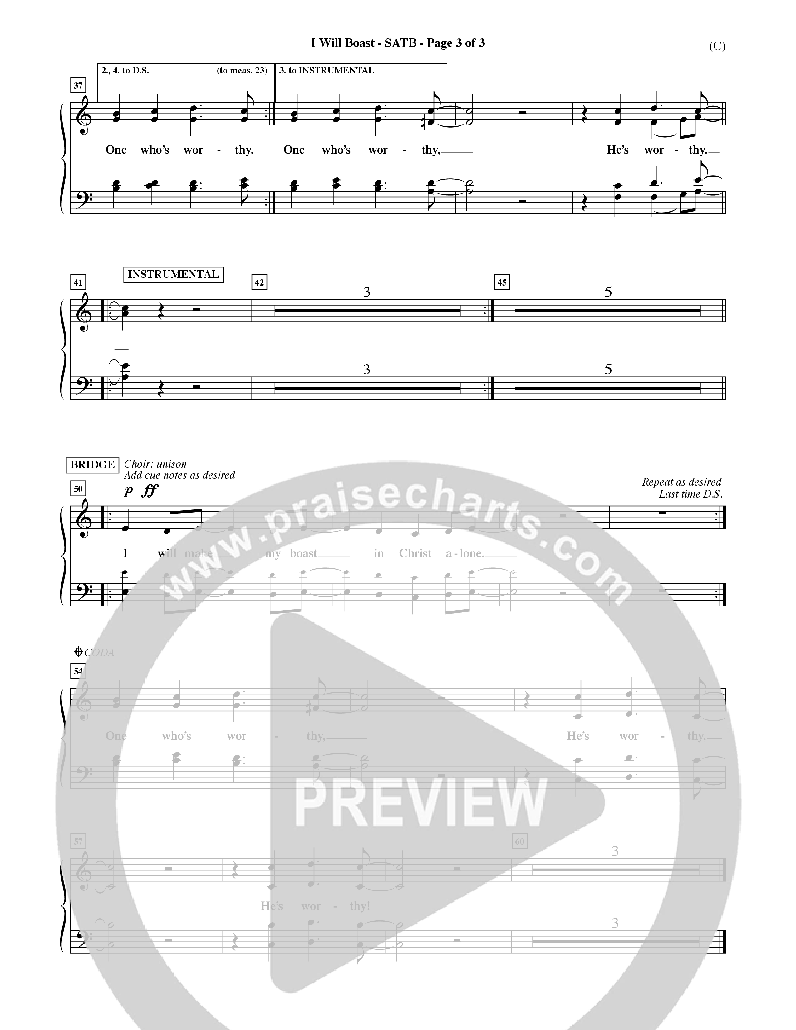 I Will Boast (Choral Anthem SATB) Choir Sheet (SATB) (Word Music Choral / Orch. David McKay)