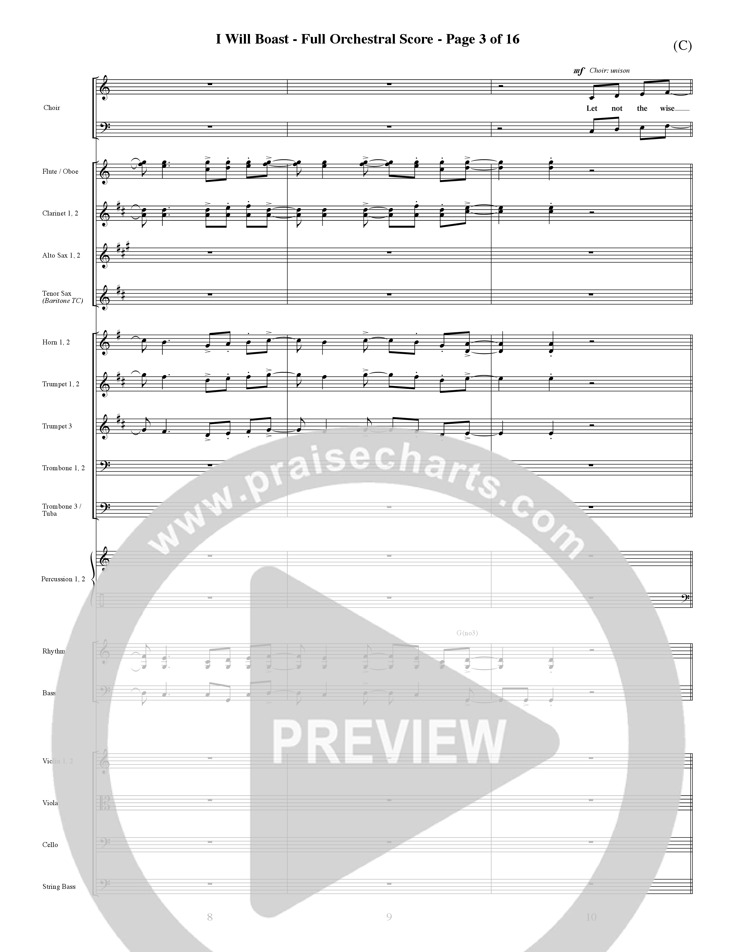 I Will Boast (Choral Anthem SATB) Orchestration (Word Music Choral / Orch. David McKay)