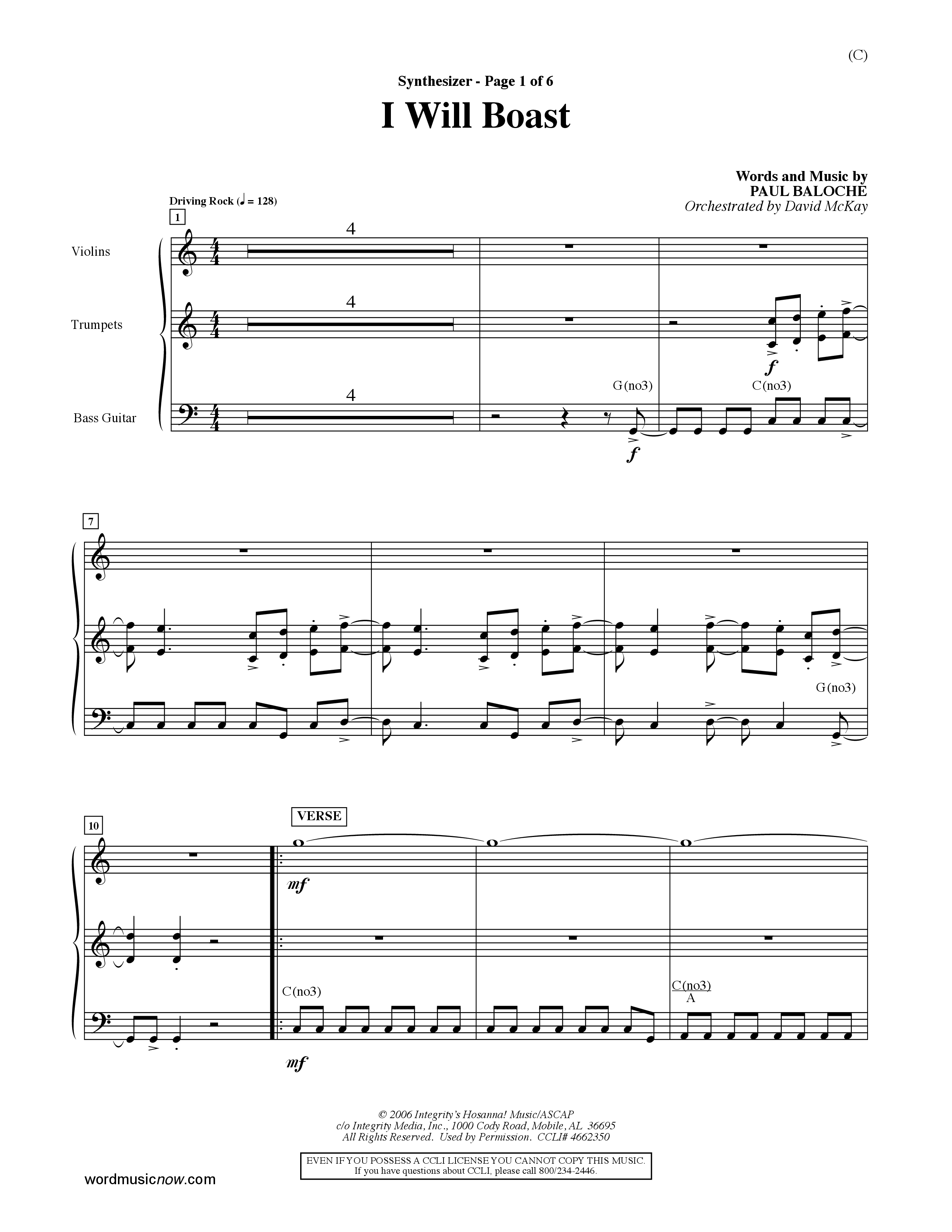 I Will Boast (Choral Anthem SATB) Synth (Word Music Choral / Orch. David McKay)