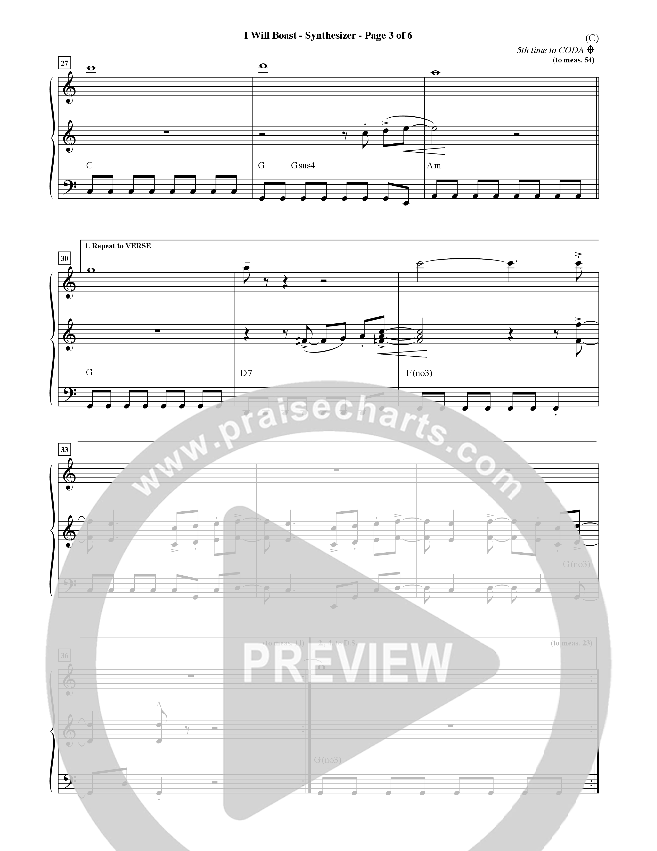 I Will Boast (Choral Anthem SATB) Synth (Word Music Choral / Orch. David McKay)