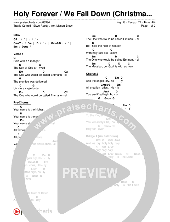 Holy Forever / We Fall Down (Christmas Version) (Choral/SATB) Chords & Lyrics (Travis Cottrell / Skye Reedy / Arr. Mason Brown)