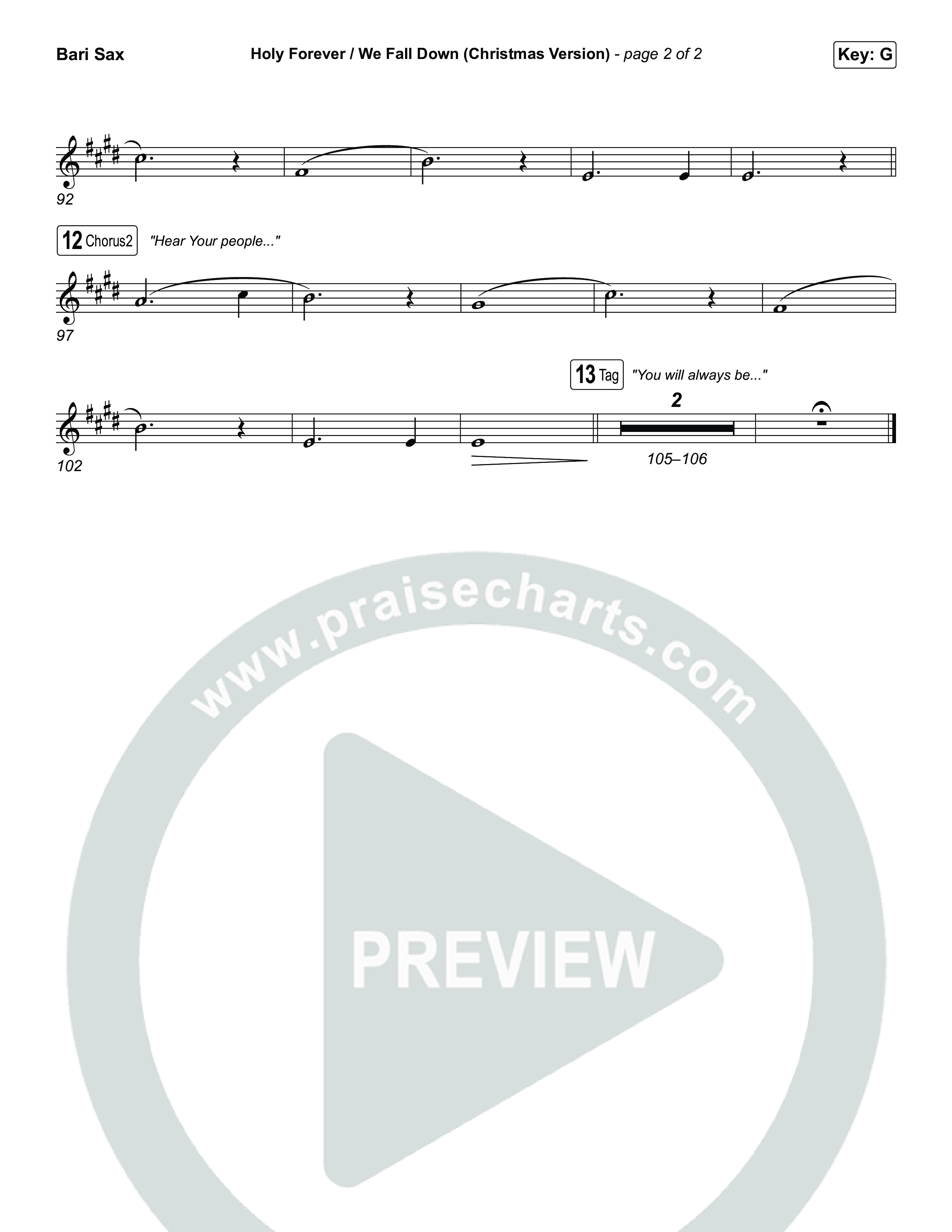 Holy Forever / We Fall Down (Christmas Version) (Choral/SATB) Bari Sax (Travis Cottrell / Skye Reedy / Arr. Mason Brown)