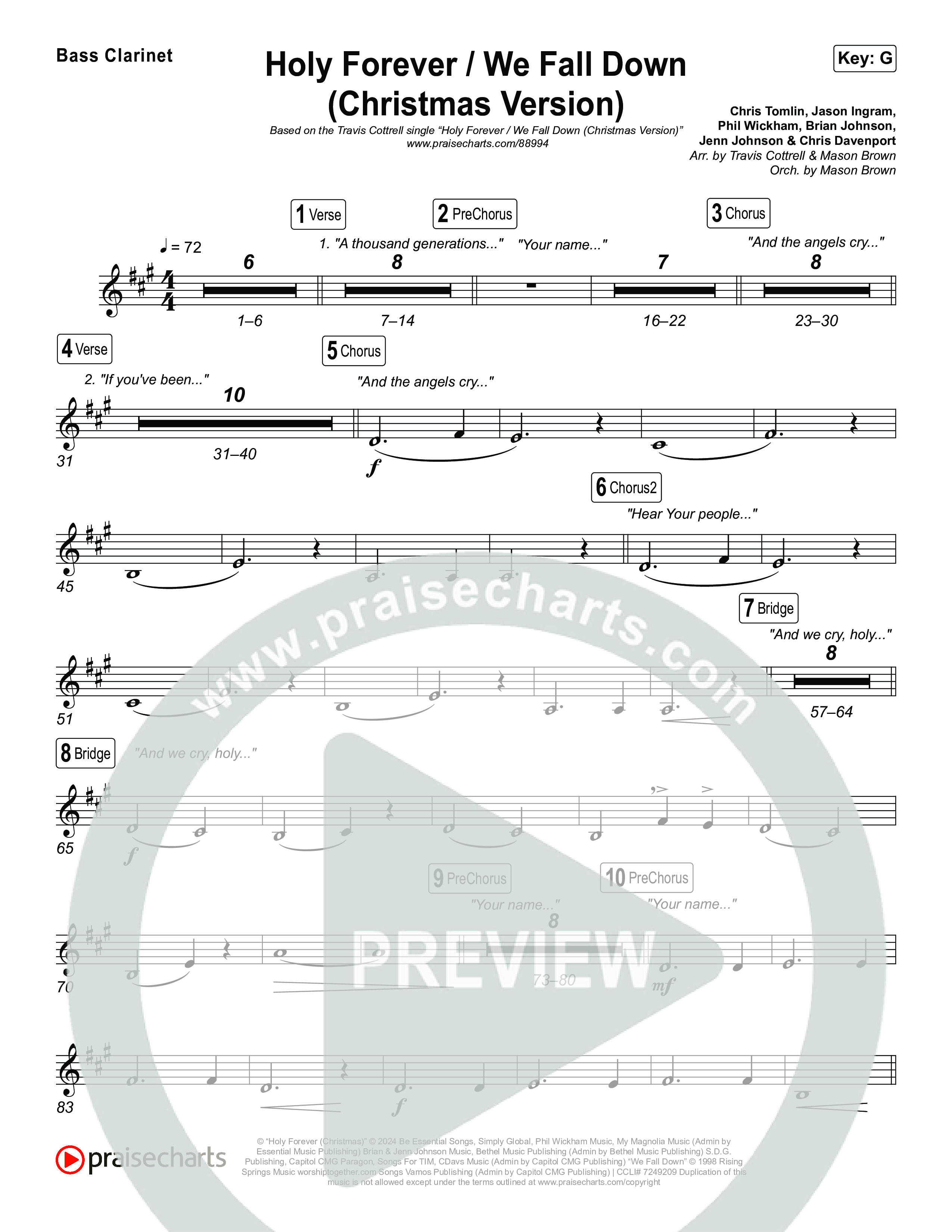 Holy Forever / We Fall Down (Christmas Version) (Choral/SATB) Clarinet 1,2 (Travis Cottrell / Skye Reedy / Arr. Mason Brown)