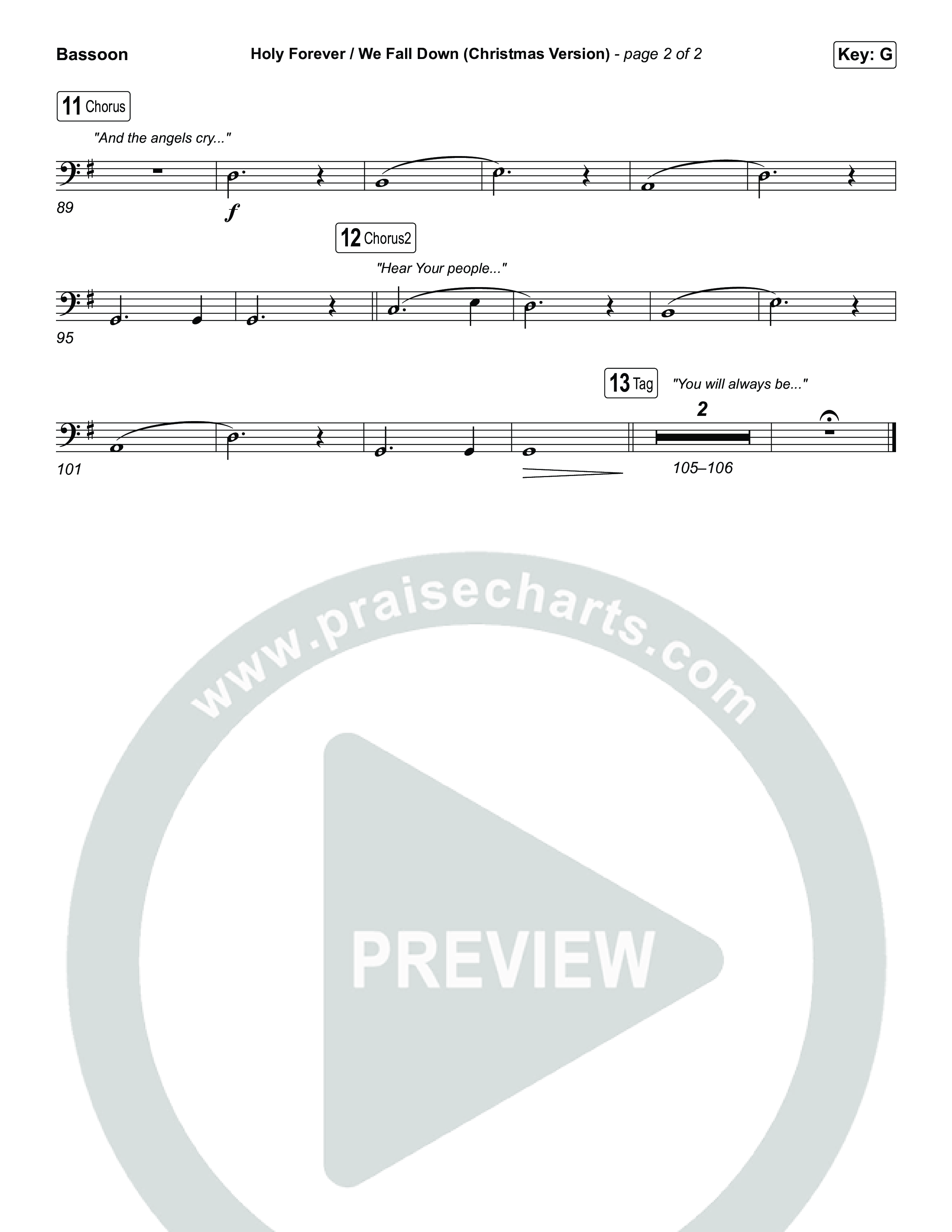 Holy Forever / We Fall Down (Christmas Version) (Choral/SATB) Bassoon (Travis Cottrell / Skye Reedy / Arr. Mason Brown)