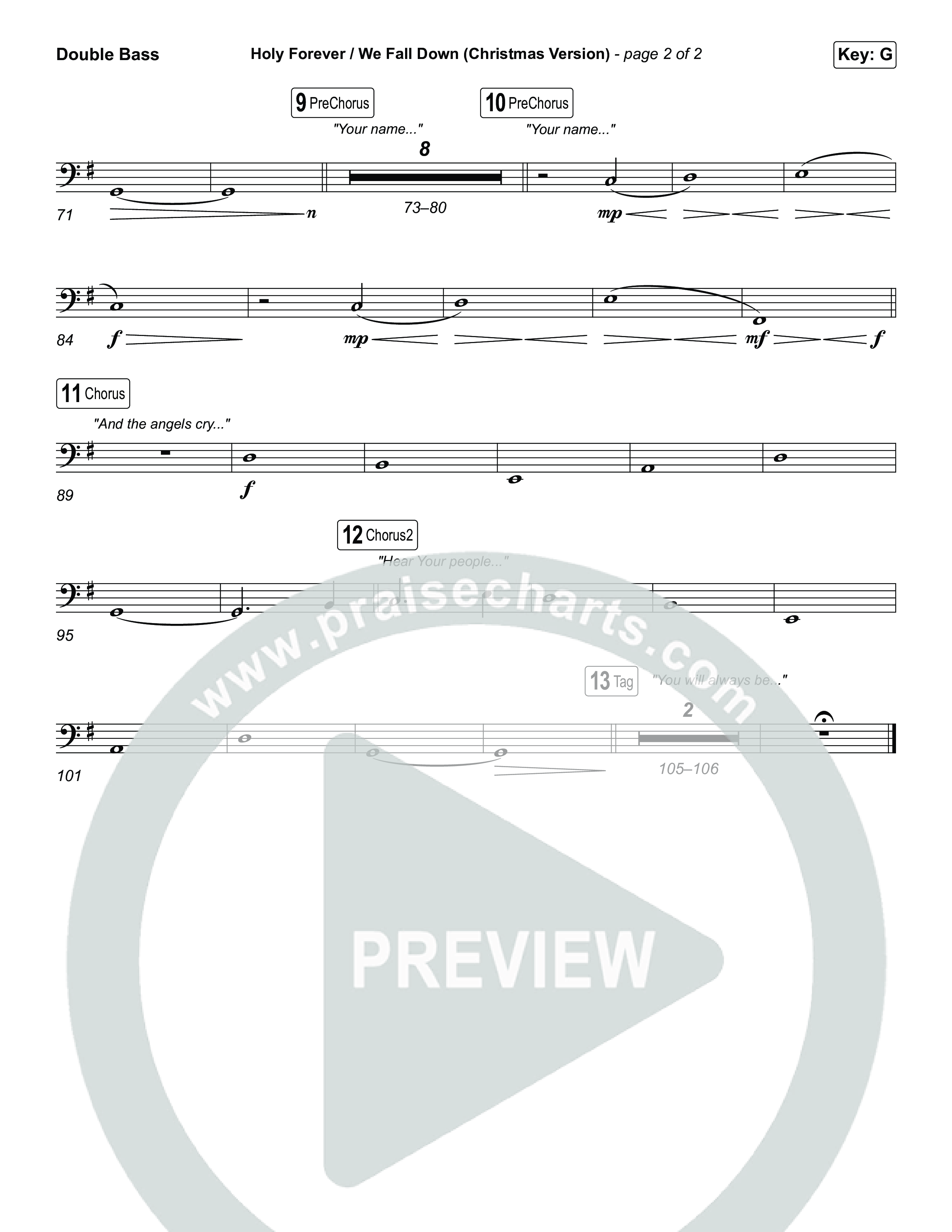 Holy Forever / We Fall Down (Christmas Version) (Choral/SATB) String Bass (Travis Cottrell / Skye Reedy / Arr. Mason Brown)