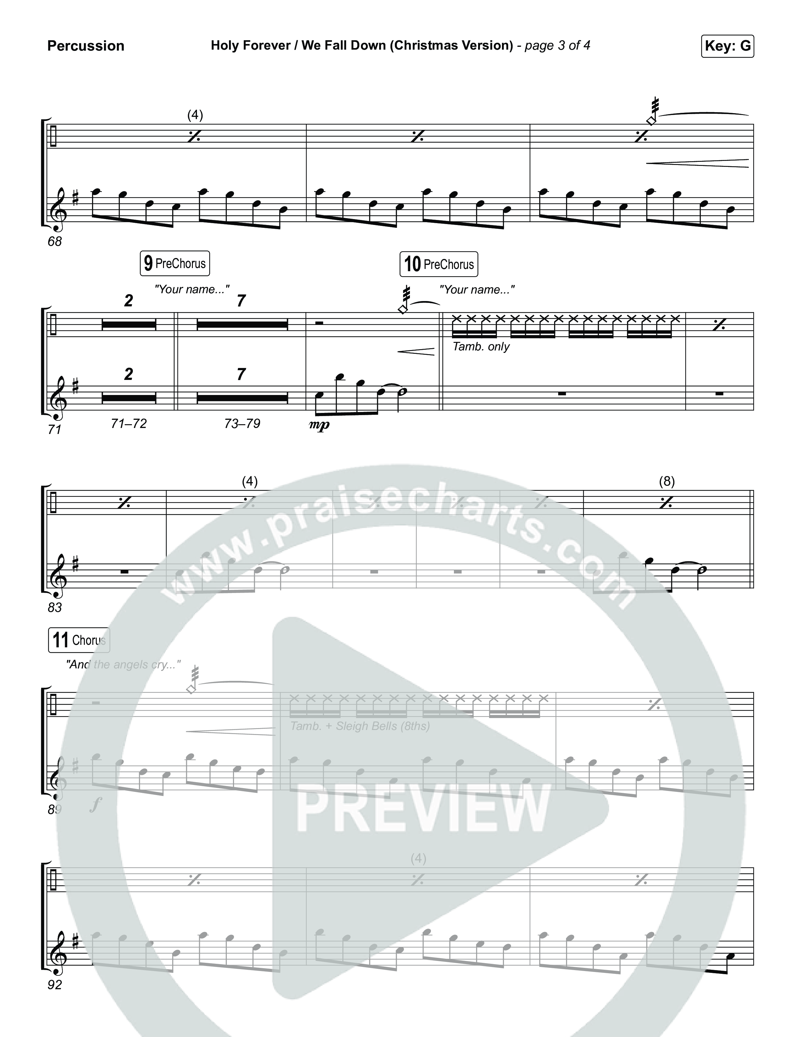 Holy Forever / We Fall Down (Christmas Version) (Choral/SATB) Percussion (Travis Cottrell / Skye Reedy / Arr. Mason Brown)