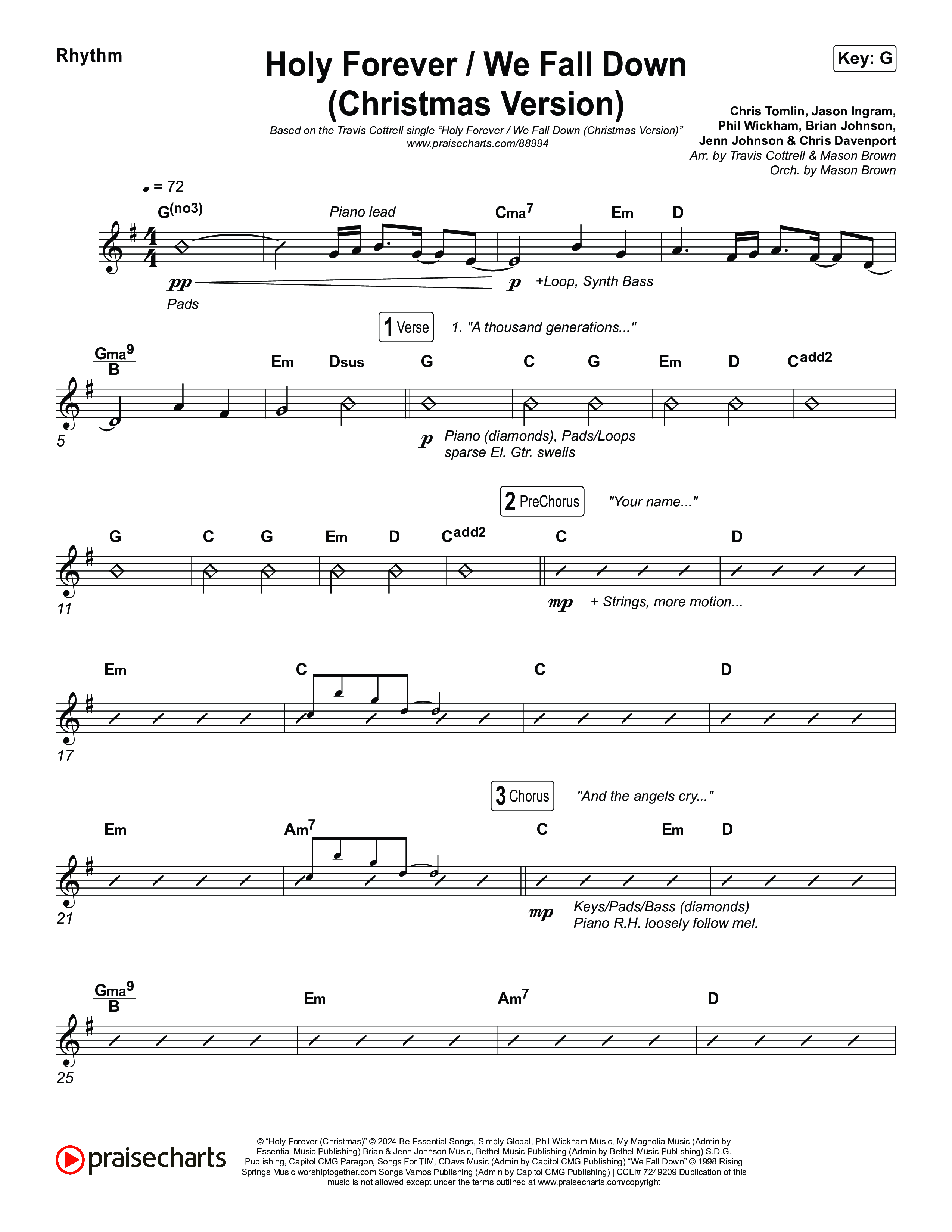 Holy Forever / We Fall Down (Christmas Version) (Choral/SATB) Rhythm Pack (Travis Cottrell / Skye Reedy / Arr. Mason Brown)