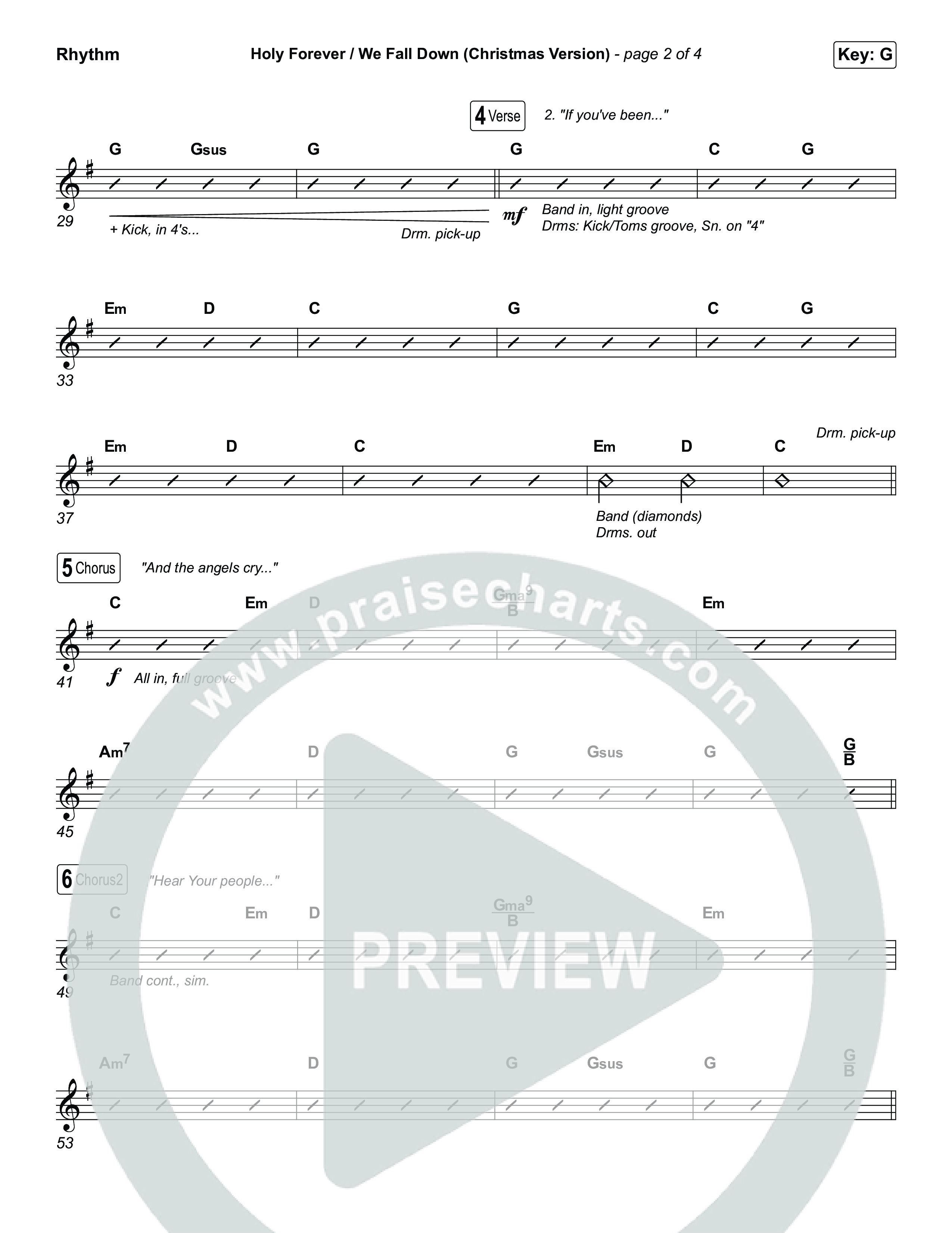 Holy Forever / We Fall Down (Christmas Version) (Choral/SATB) Rhythm Pack (Travis Cottrell / Skye Reedy / Arr. Mason Brown)