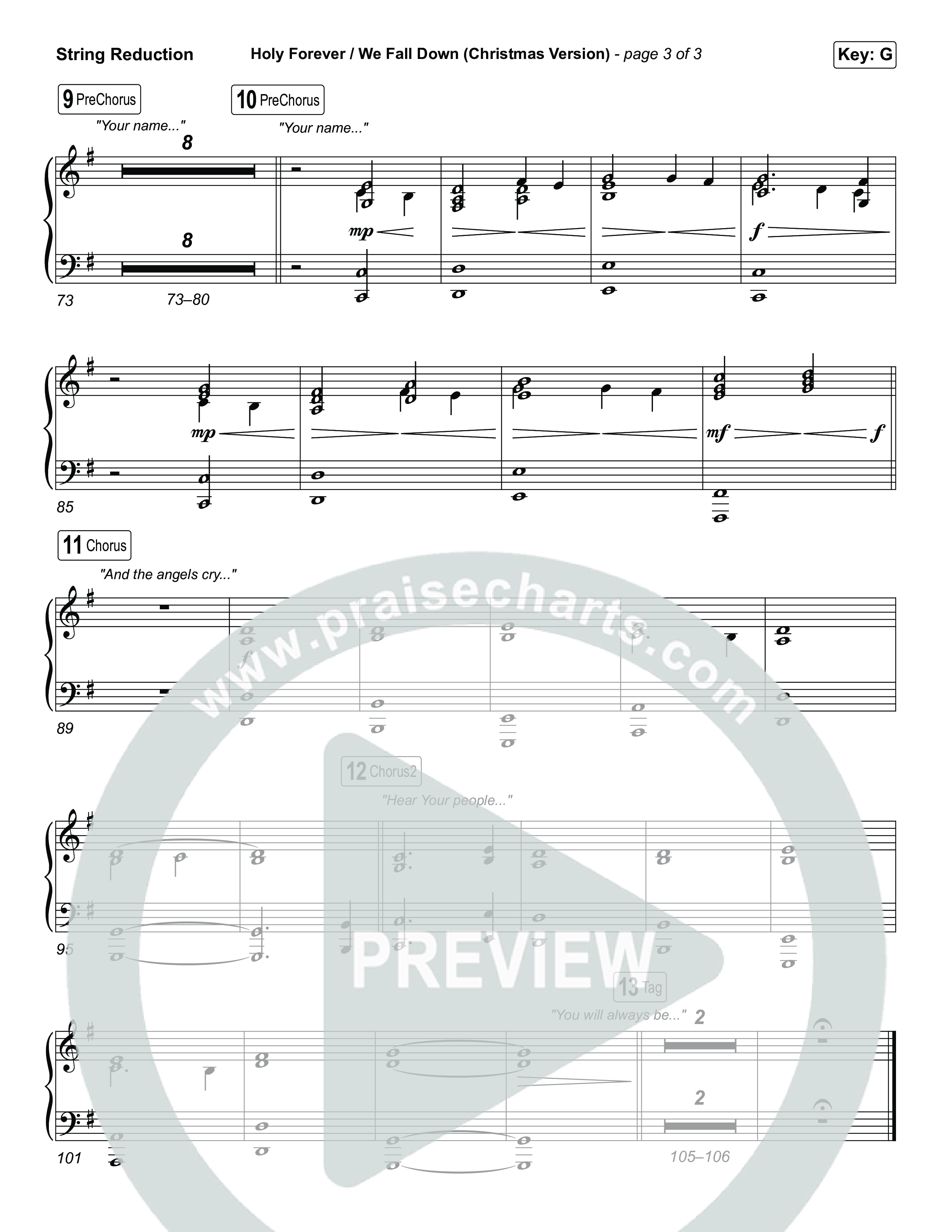 Holy Forever / We Fall Down (Christmas Version) (Choral/SATB) String Reduction (Travis Cottrell / Skye Reedy / Arr. Mason Brown)
