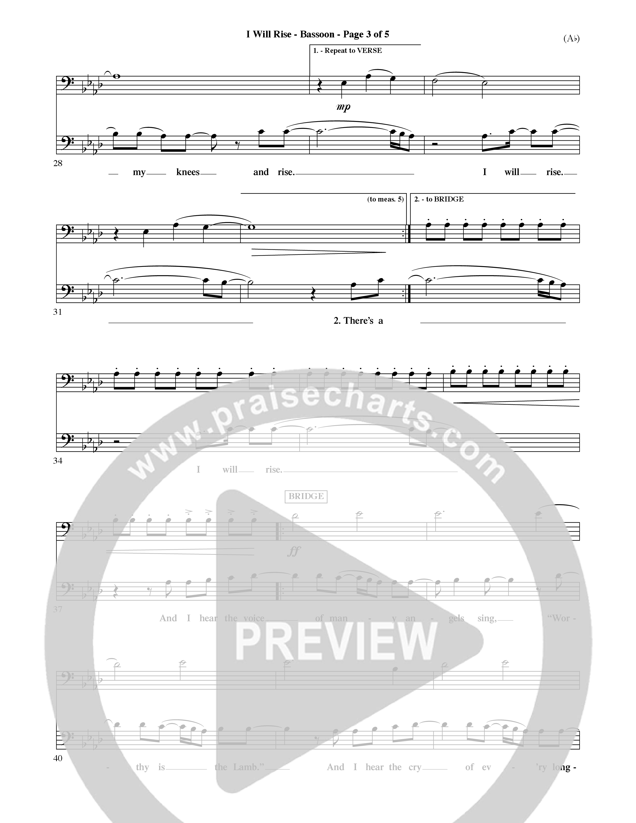I Will Rise (Choral Anthem SATB) Bassoon (Word Music Choral / Orch. David Shipps)
