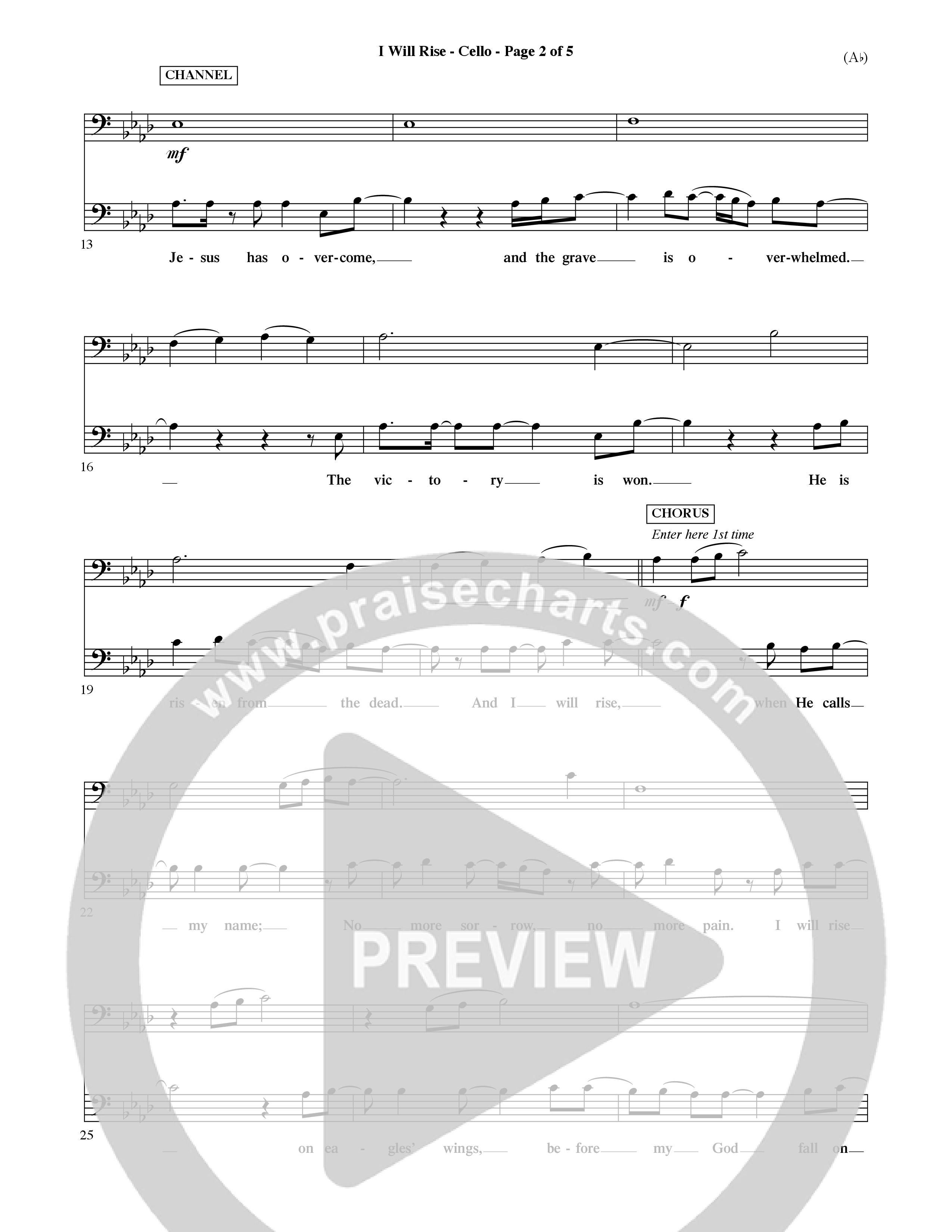 I Will Rise (Choral Anthem SATB) Cello (Word Music Choral / Orch. David Shipps)