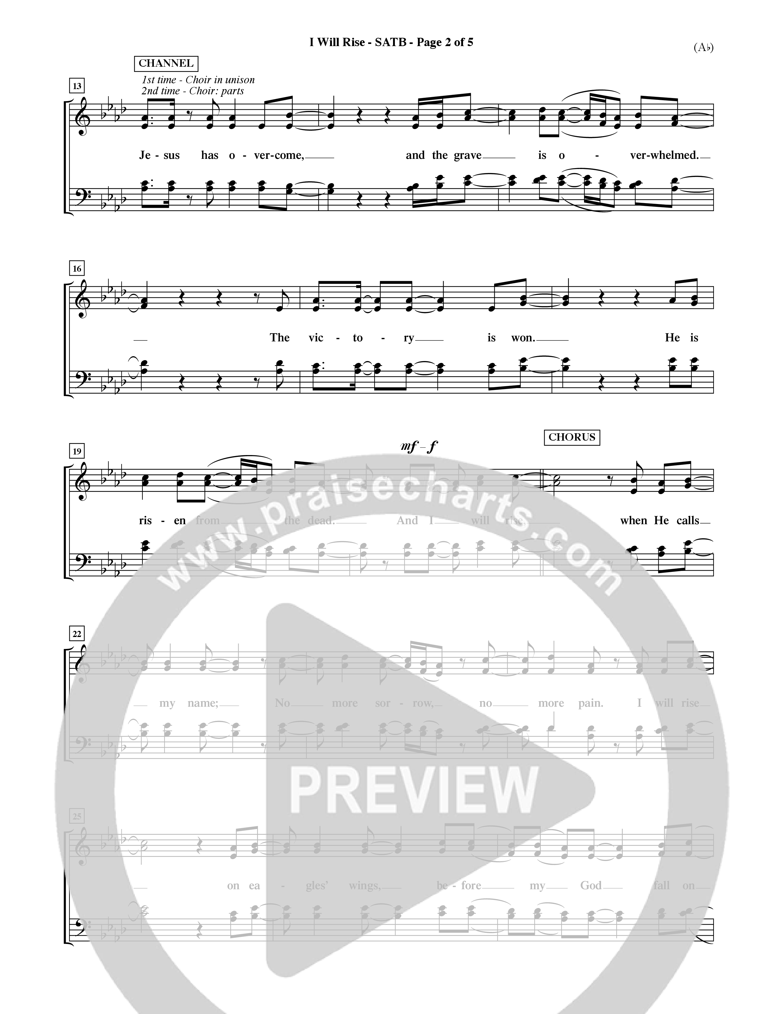 I Will Rise (Choral Anthem SATB) Choir Sheet (SATB) (Word Music Choral / Orch. David Shipps)