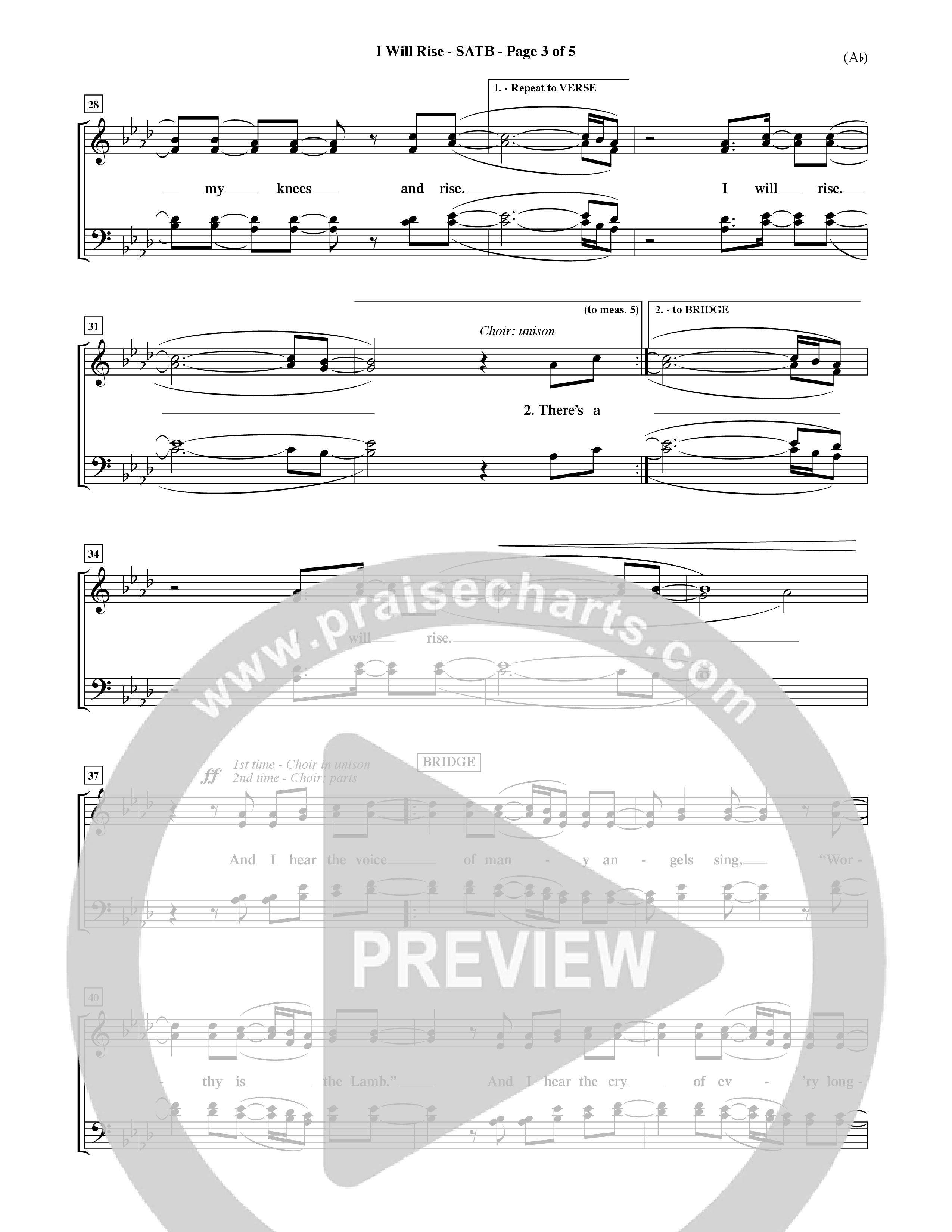 I Will Rise (Choral Anthem SATB) Choir Sheet (SATB) (Word Music Choral / Orch. David Shipps)