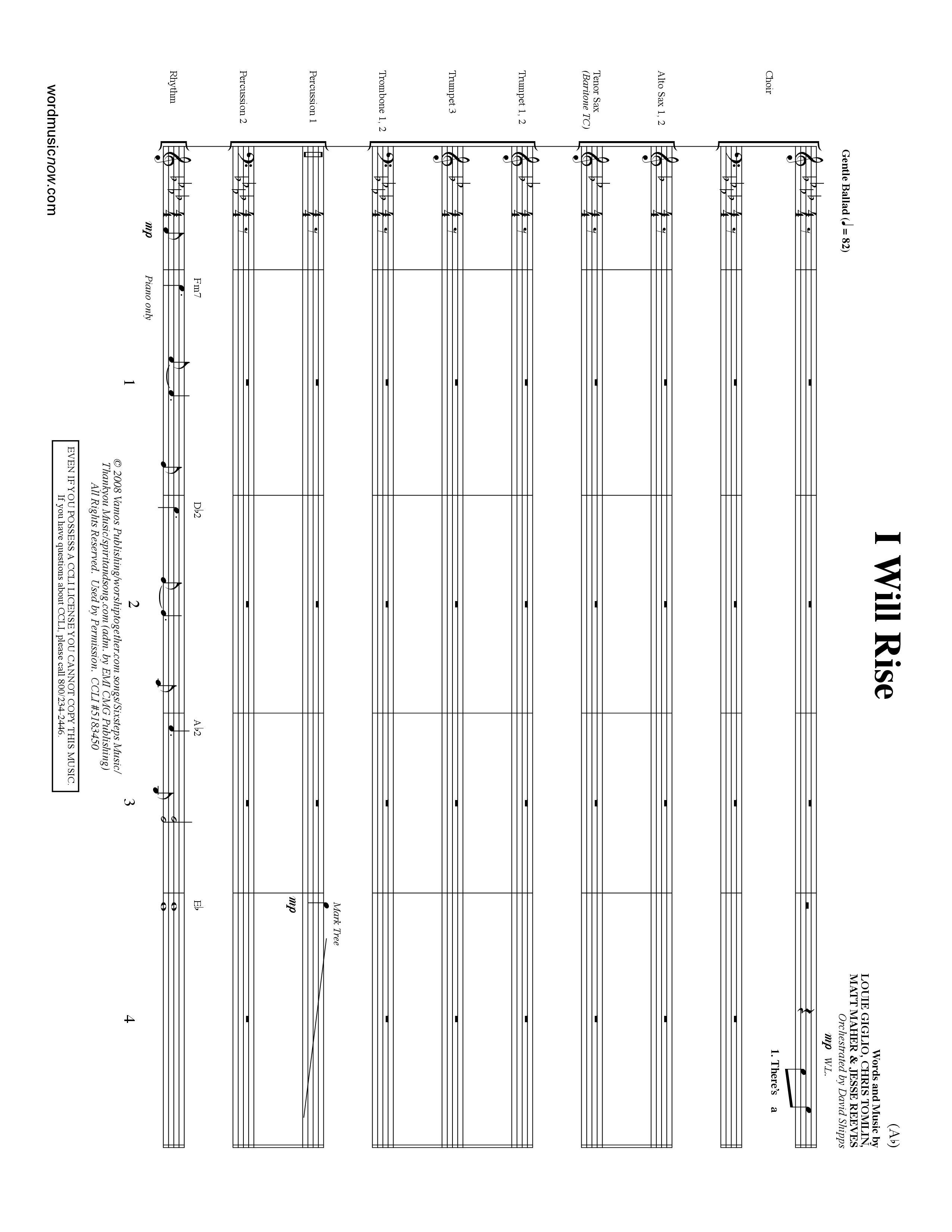 I Will Rise (Choral Anthem SATB) PraiseBand (incl. Brass) (Word Music Choral / Orch. David Shipps)