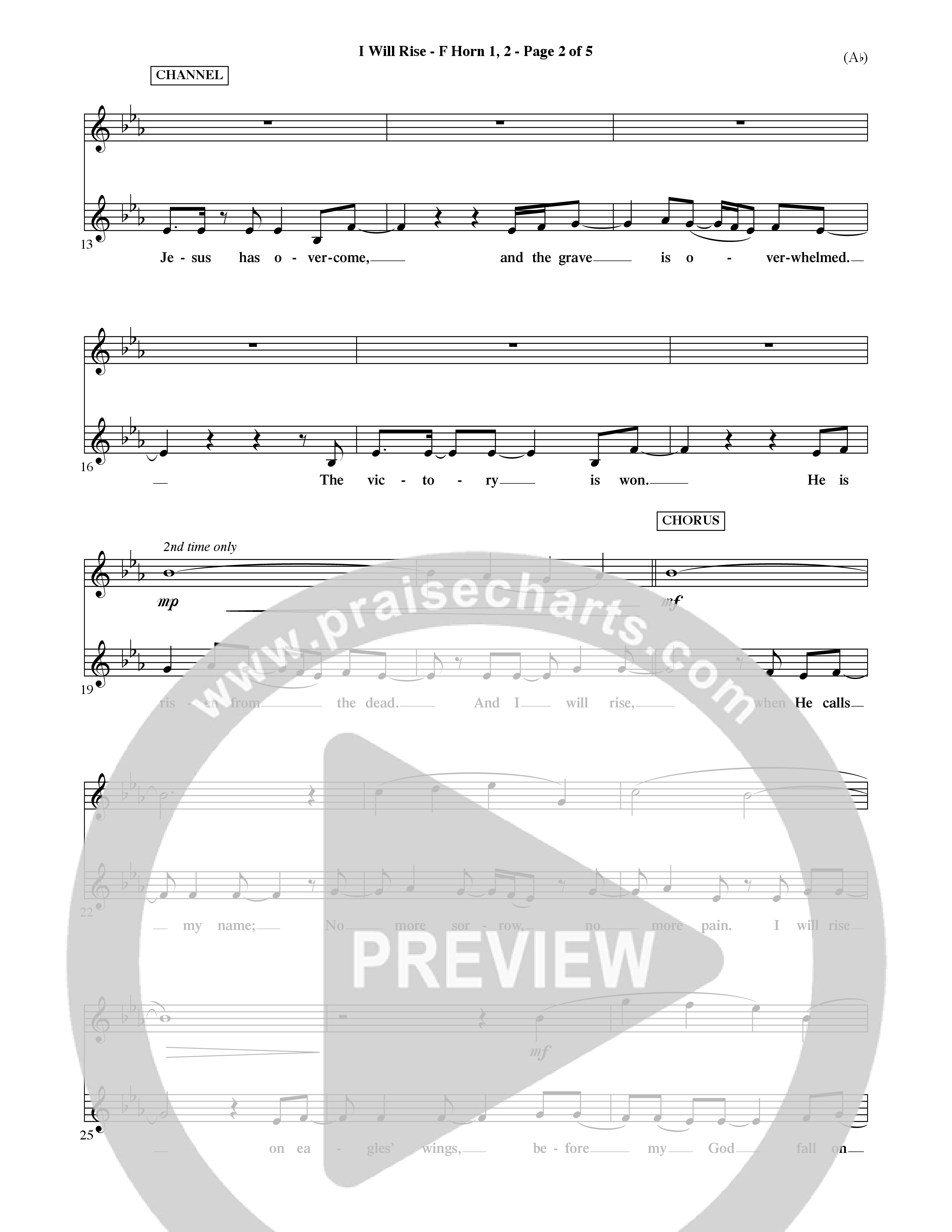 I Will Rise (Choral Anthem SATB) French Horn (Word Music Choral / Orch. David Shipps)