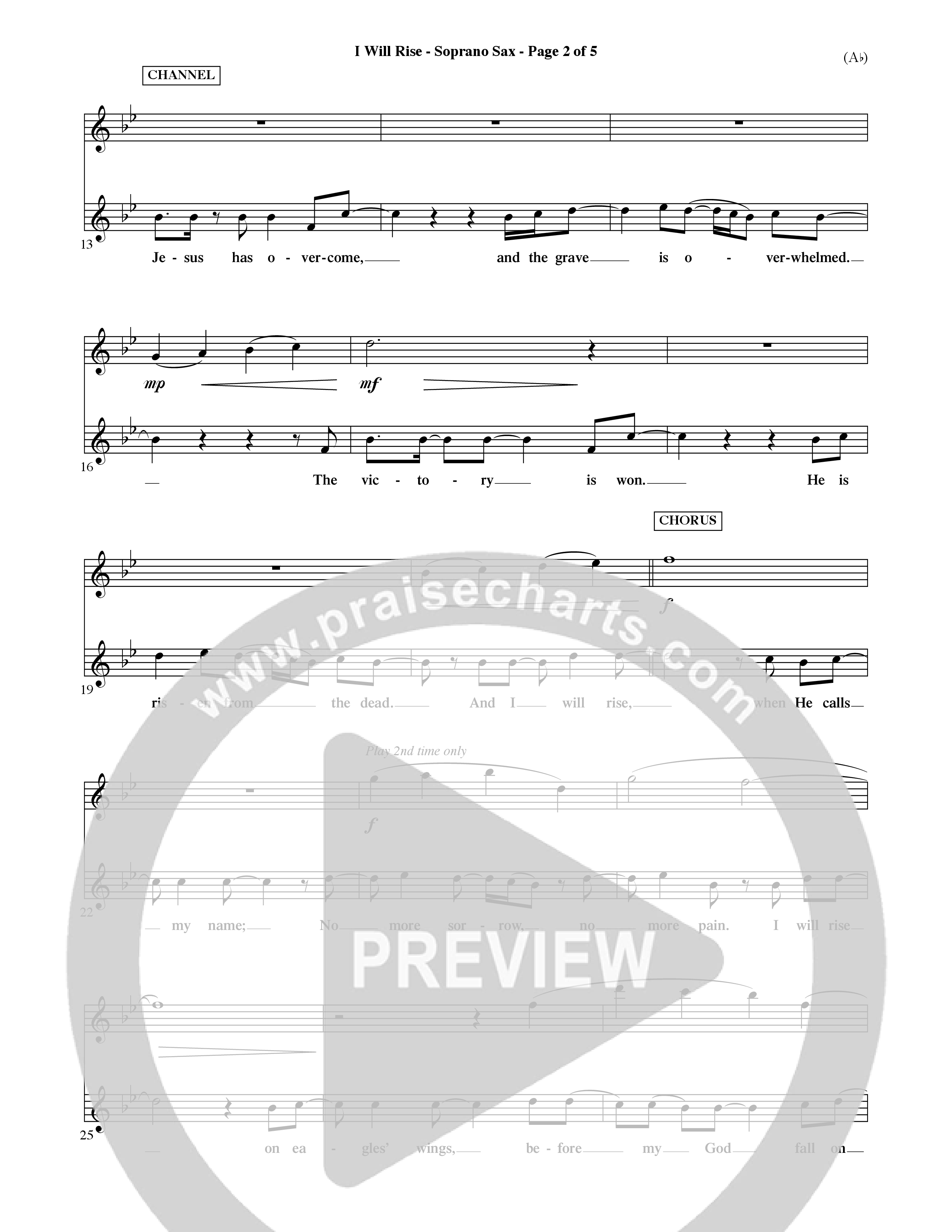 I Will Rise (Choral Anthem SATB) Saxophone (Word Music Choral / Orch. David Shipps)