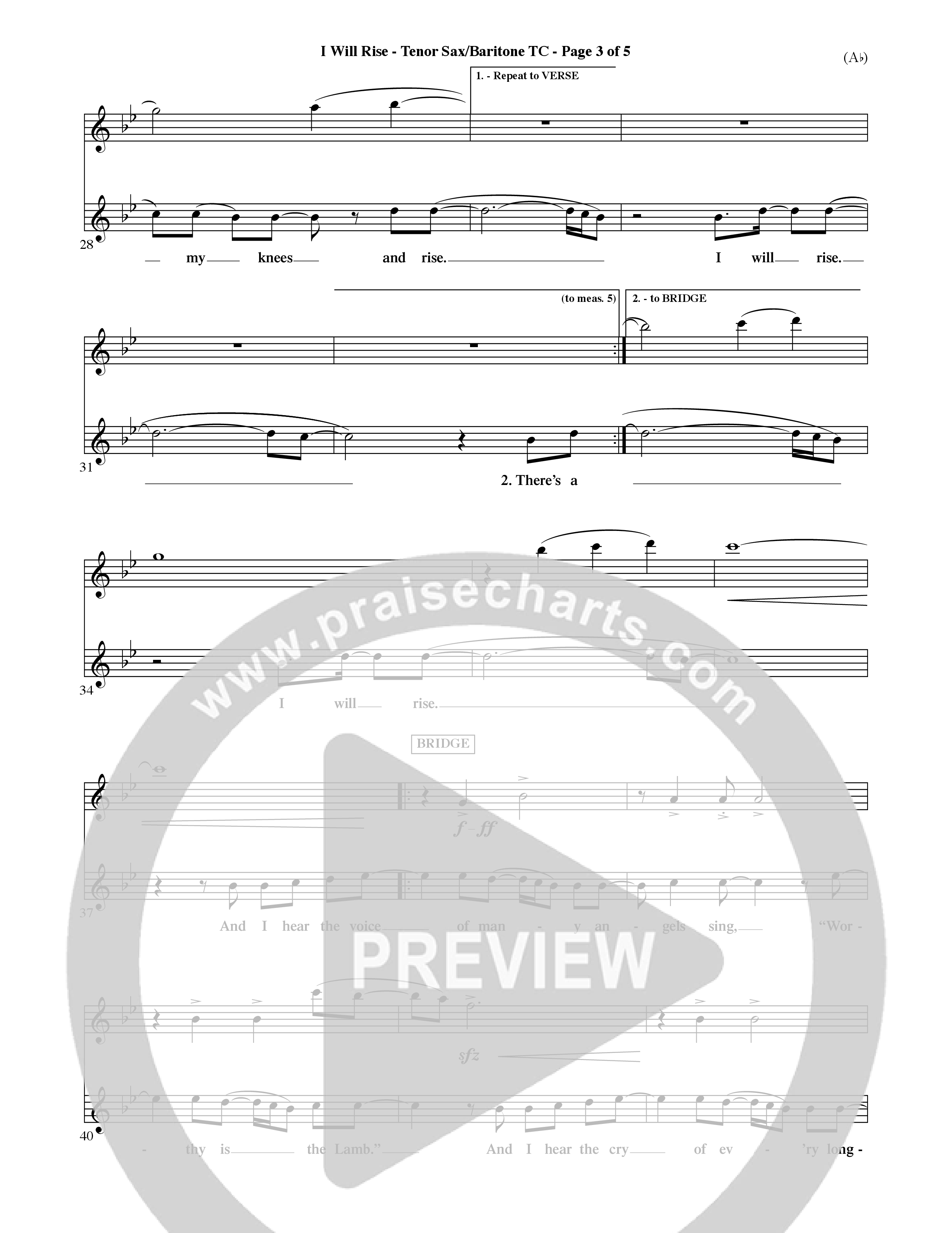 I Will Rise (Choral Anthem SATB) Tenor Sax/Baritone T.C. (Word Music Choral / Orch. David Shipps)