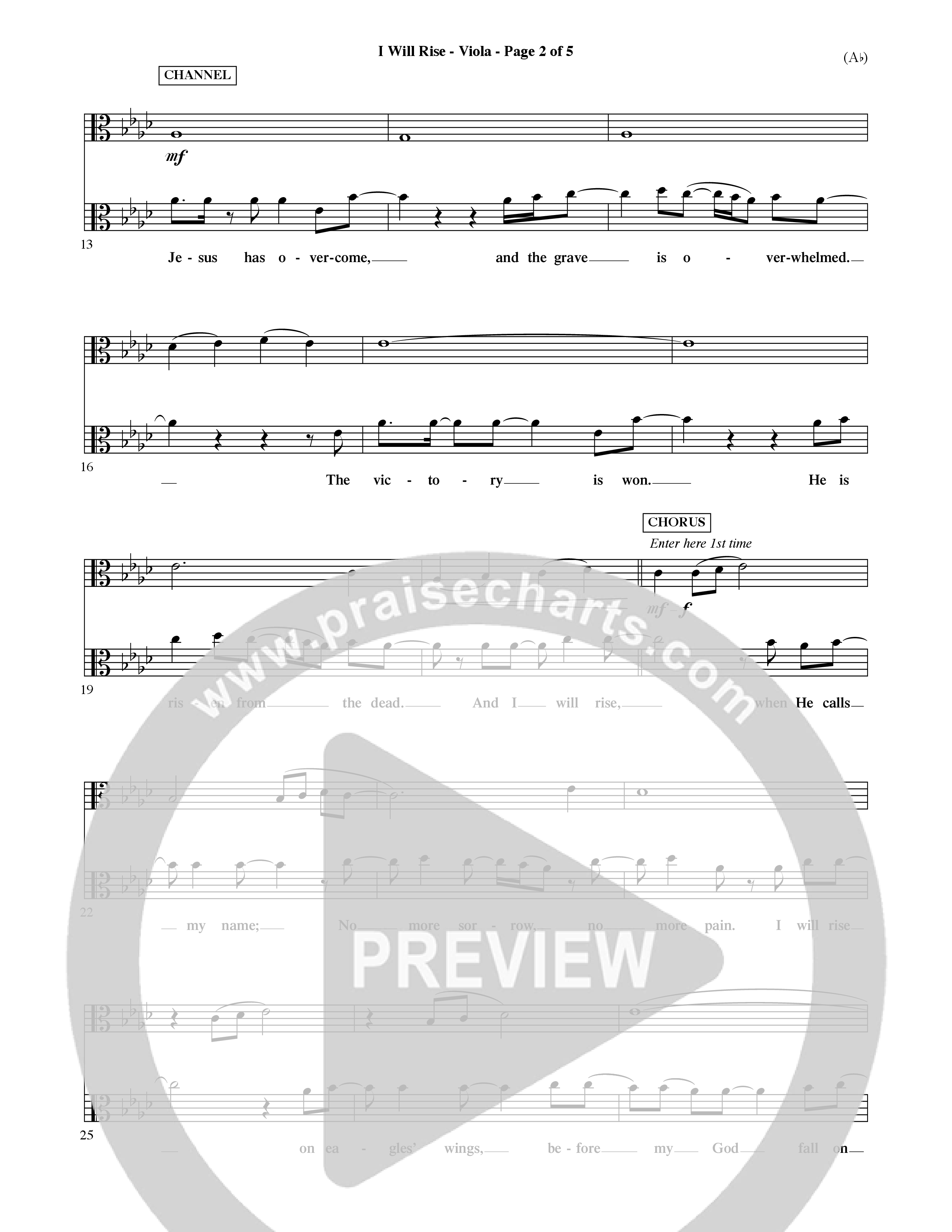 I Will Rise (Choral Anthem SATB) Viola (Word Music Choral / Orch. David Shipps)
