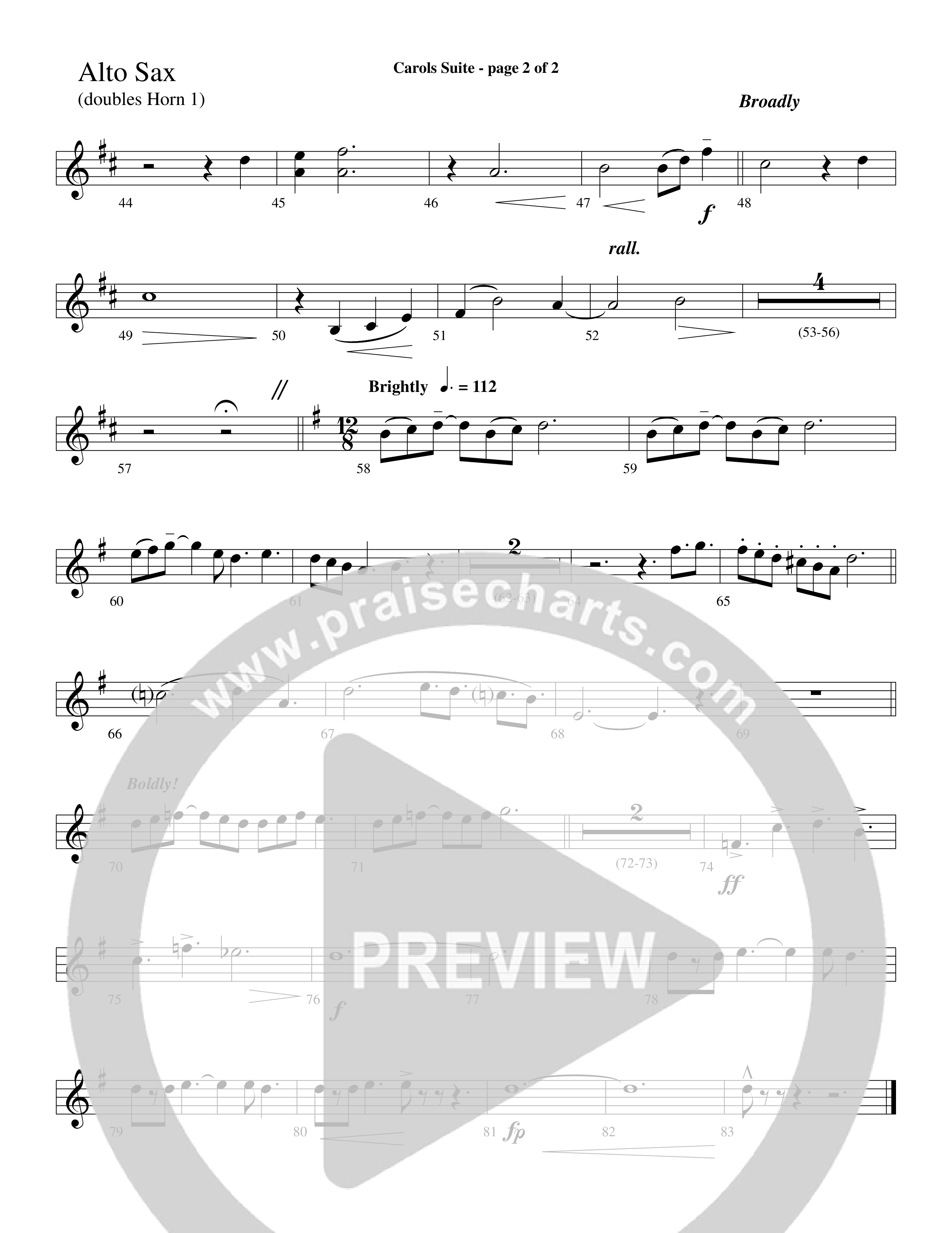 Carols Suite (Choral Anthem SATB) Alto Sax (Word Music Choral / Arr. David Hamilton)