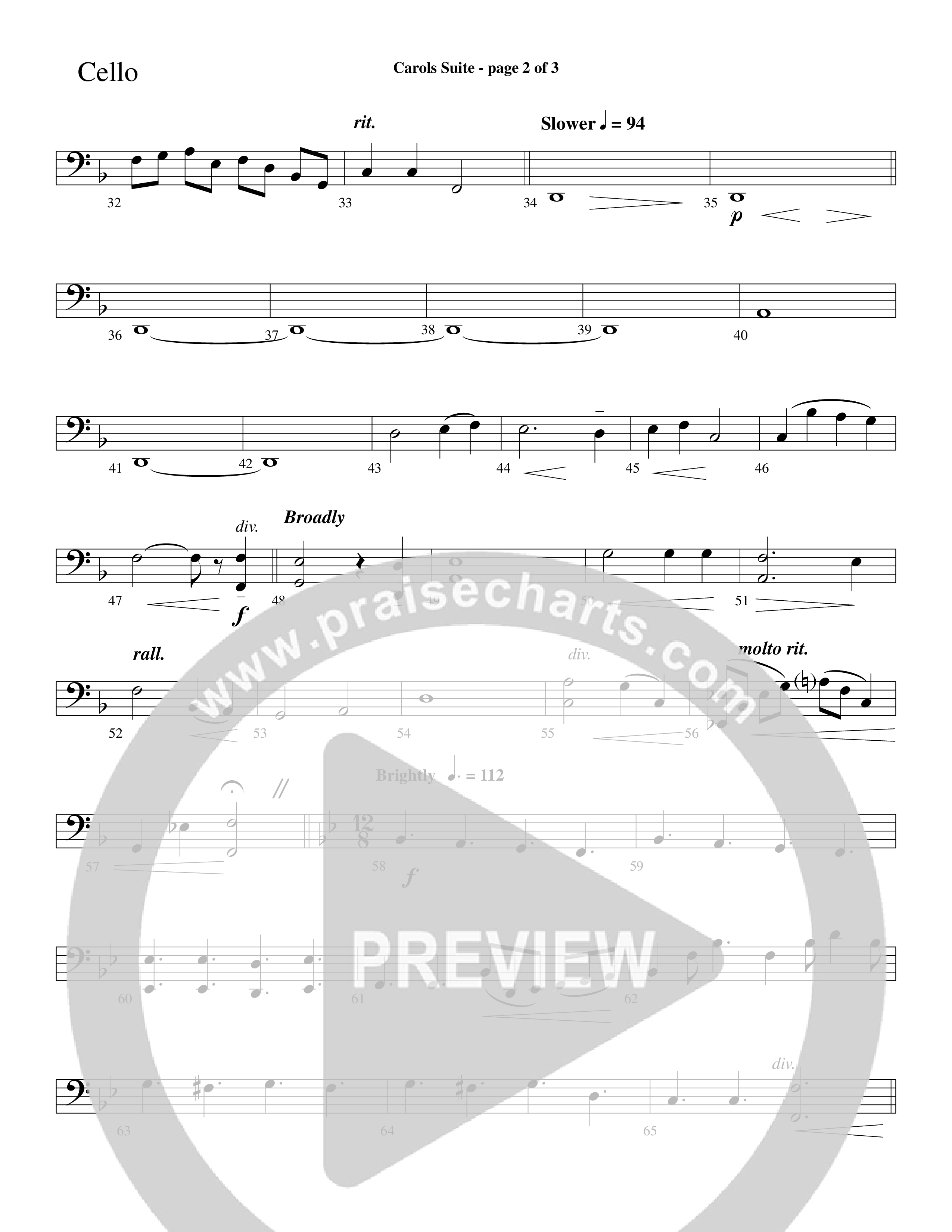 Carols Suite (Choral Anthem SATB) Cello (Word Music Choral / Arr. David Hamilton)