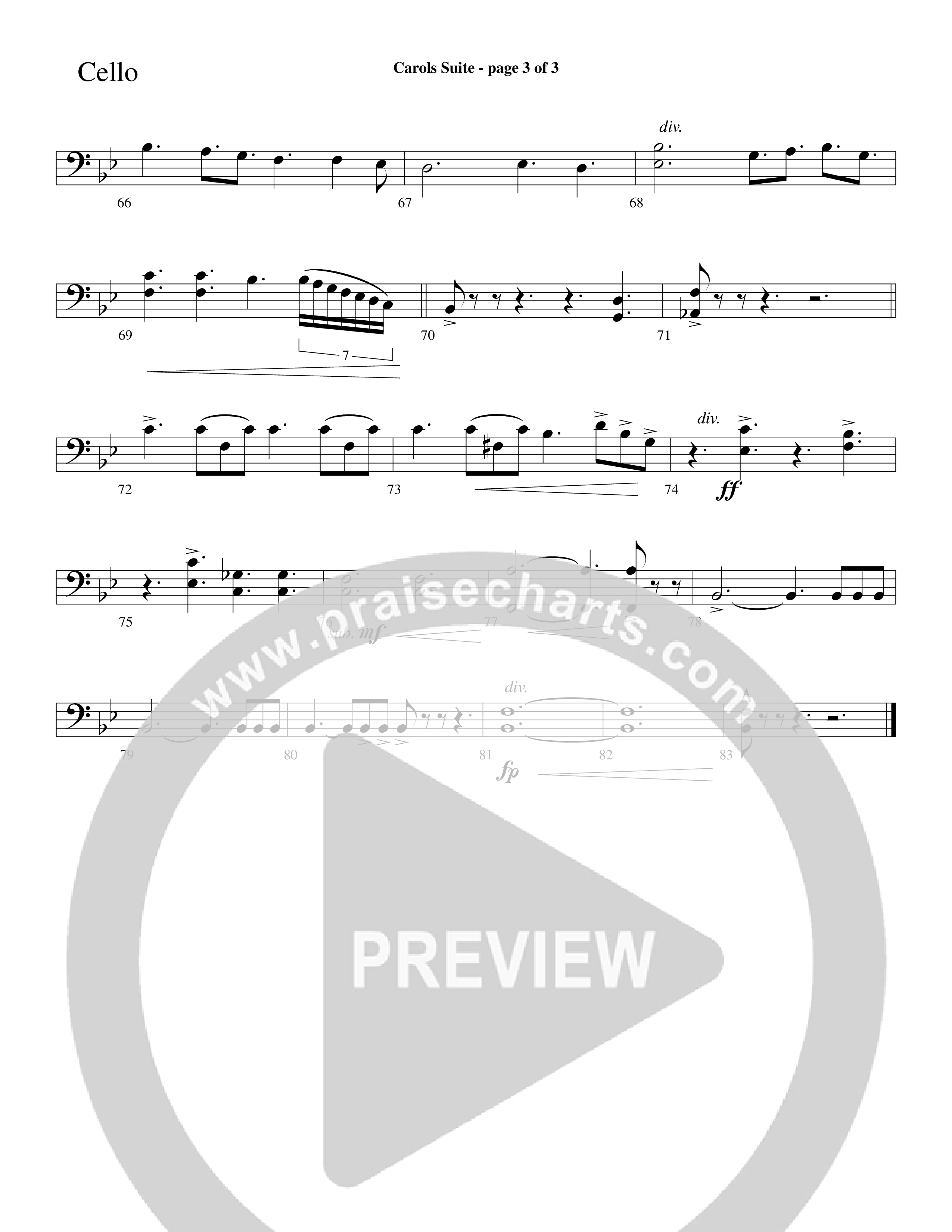 Carols Suite (Choral Anthem SATB) Cello (Word Music Choral / Arr. David Hamilton)