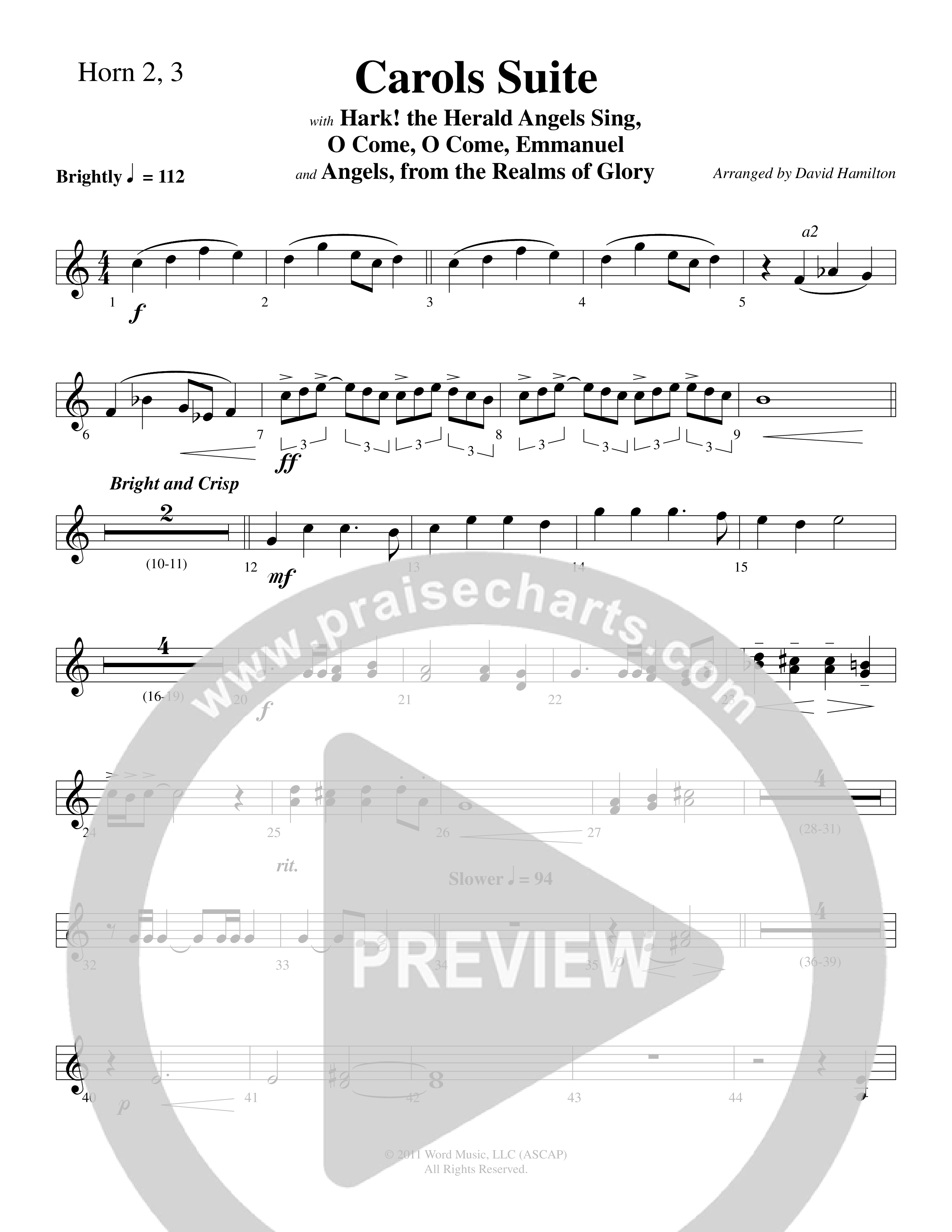 Carols Suite (Choral Anthem SATB) French Horn (Word Music Choral / Arr. David Hamilton)