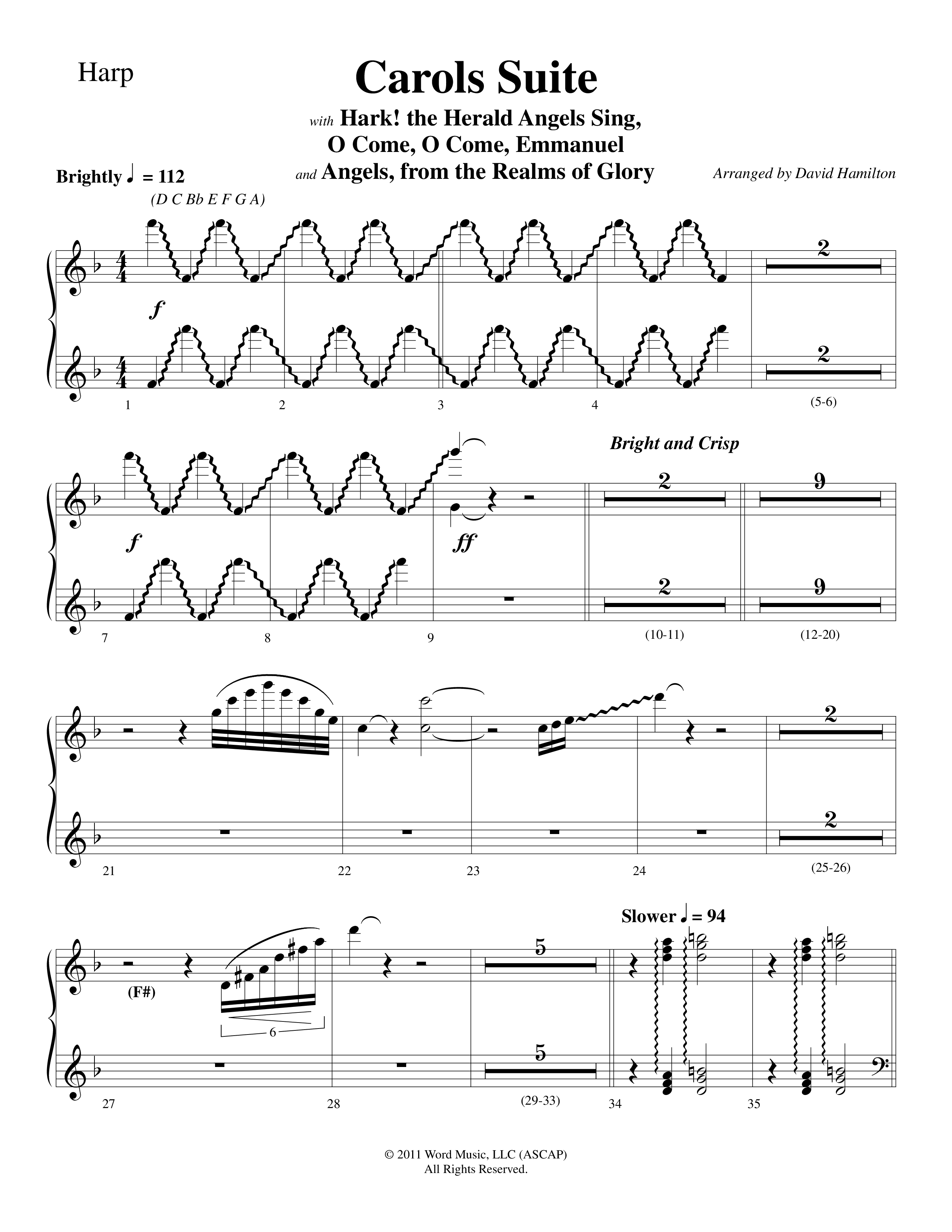 Carols Suite (Choral Anthem SATB) Harp (Word Music Choral / Arr. David Hamilton)