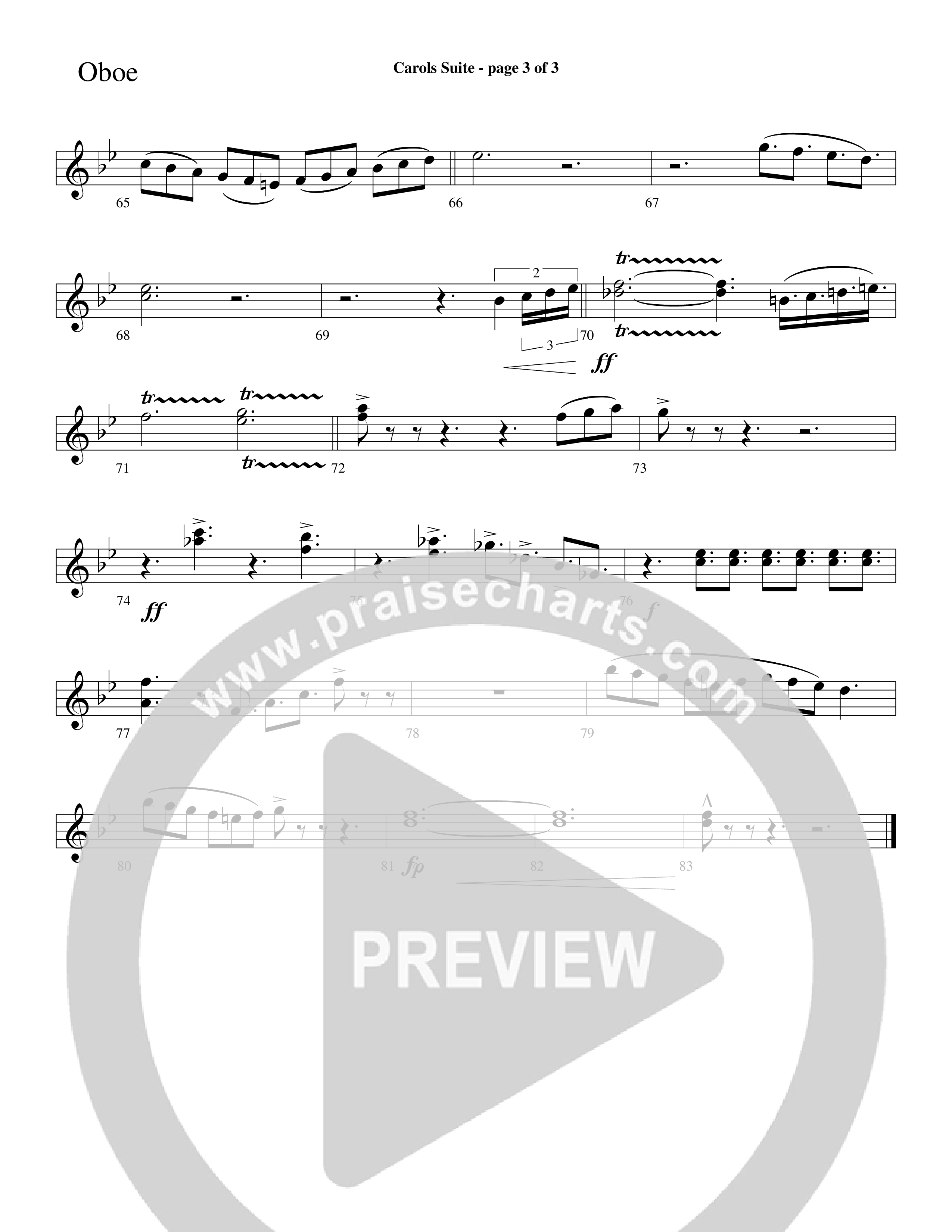 Carols Suite (Choral Anthem SATB) Oboe (Word Music Choral / Arr. David Hamilton)