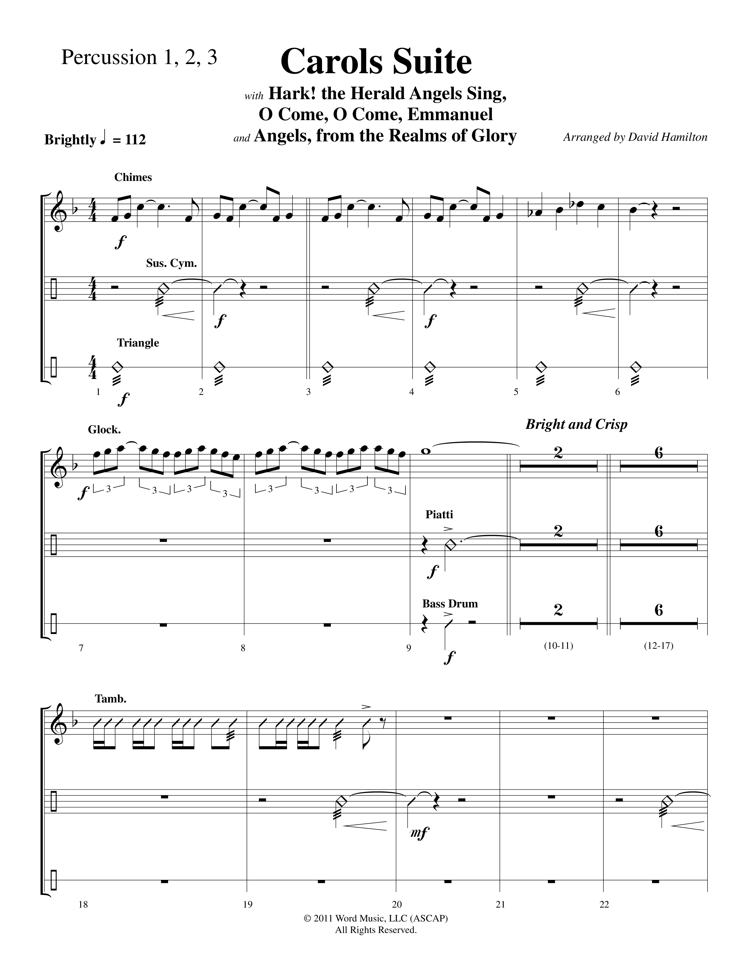 Carols Suite (Choral Anthem SATB) Percussion (Word Music Choral / Arr. David Hamilton)