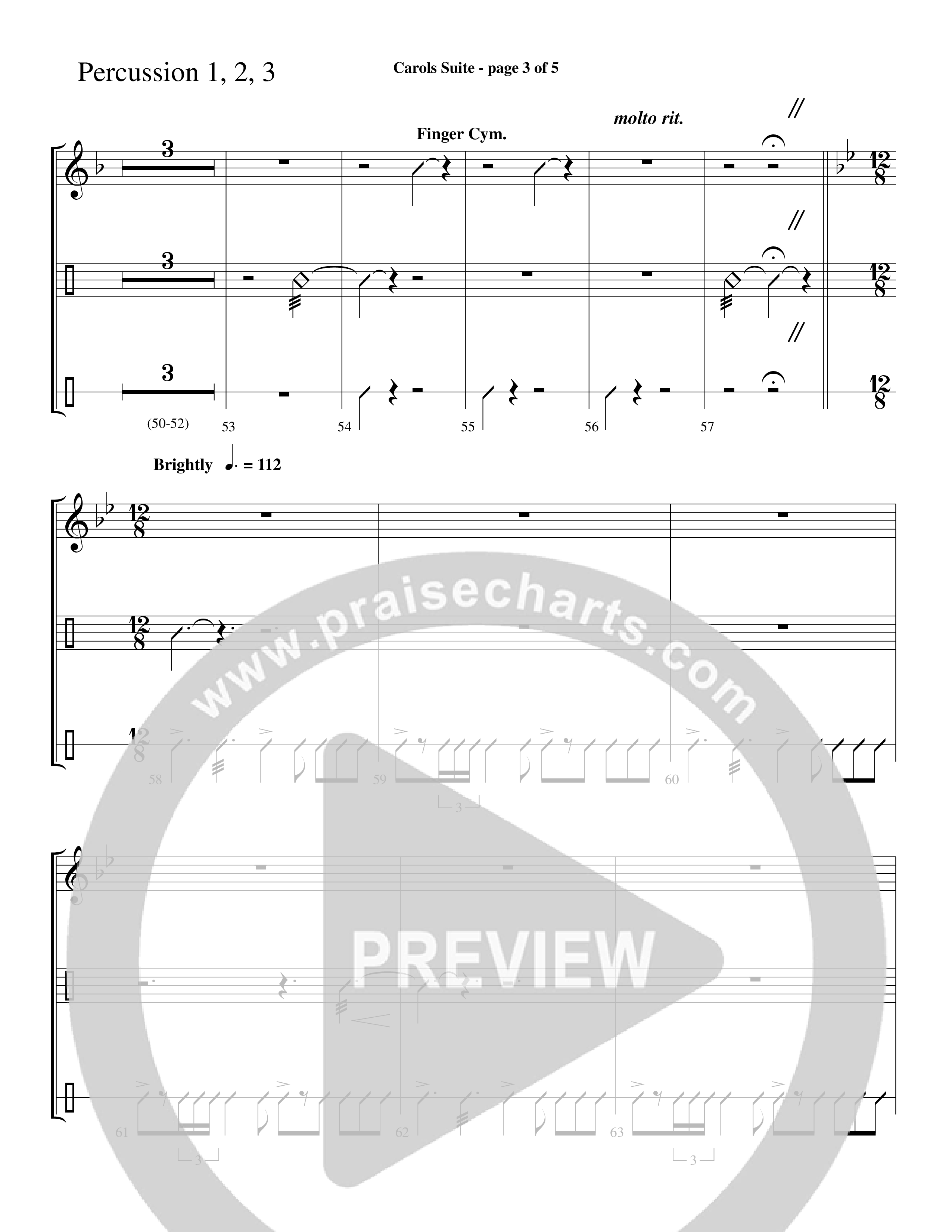 Carols Suite (Choral Anthem SATB) Percussion (Word Music Choral / Arr. David Hamilton)