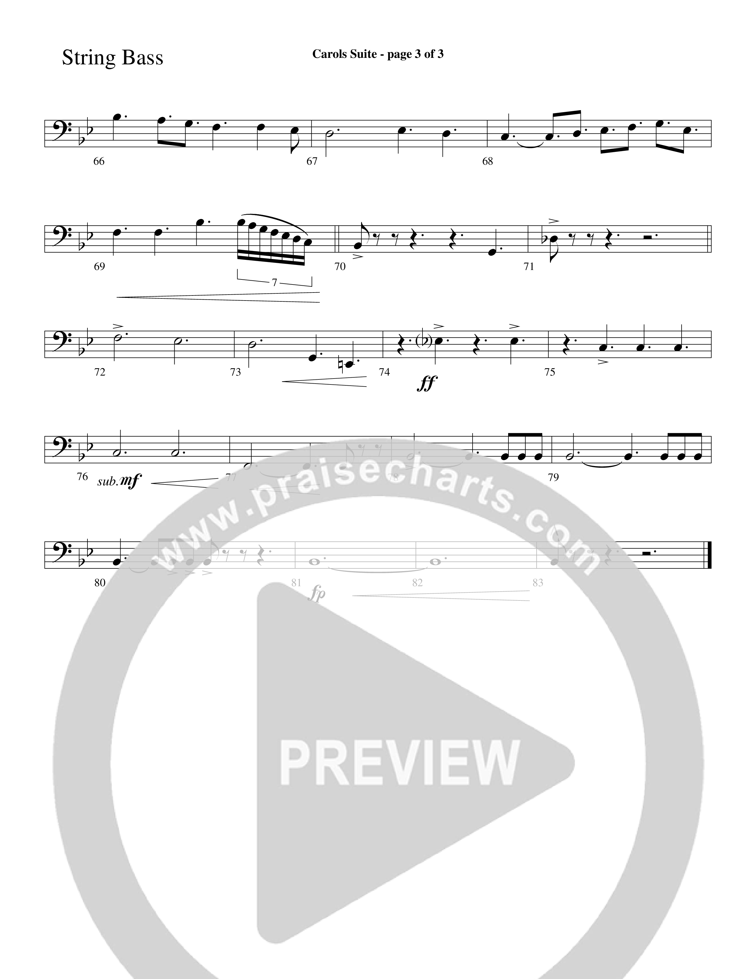 Carols Suite (Choral Anthem SATB) String Bass (Word Music Choral / Arr. David Hamilton)