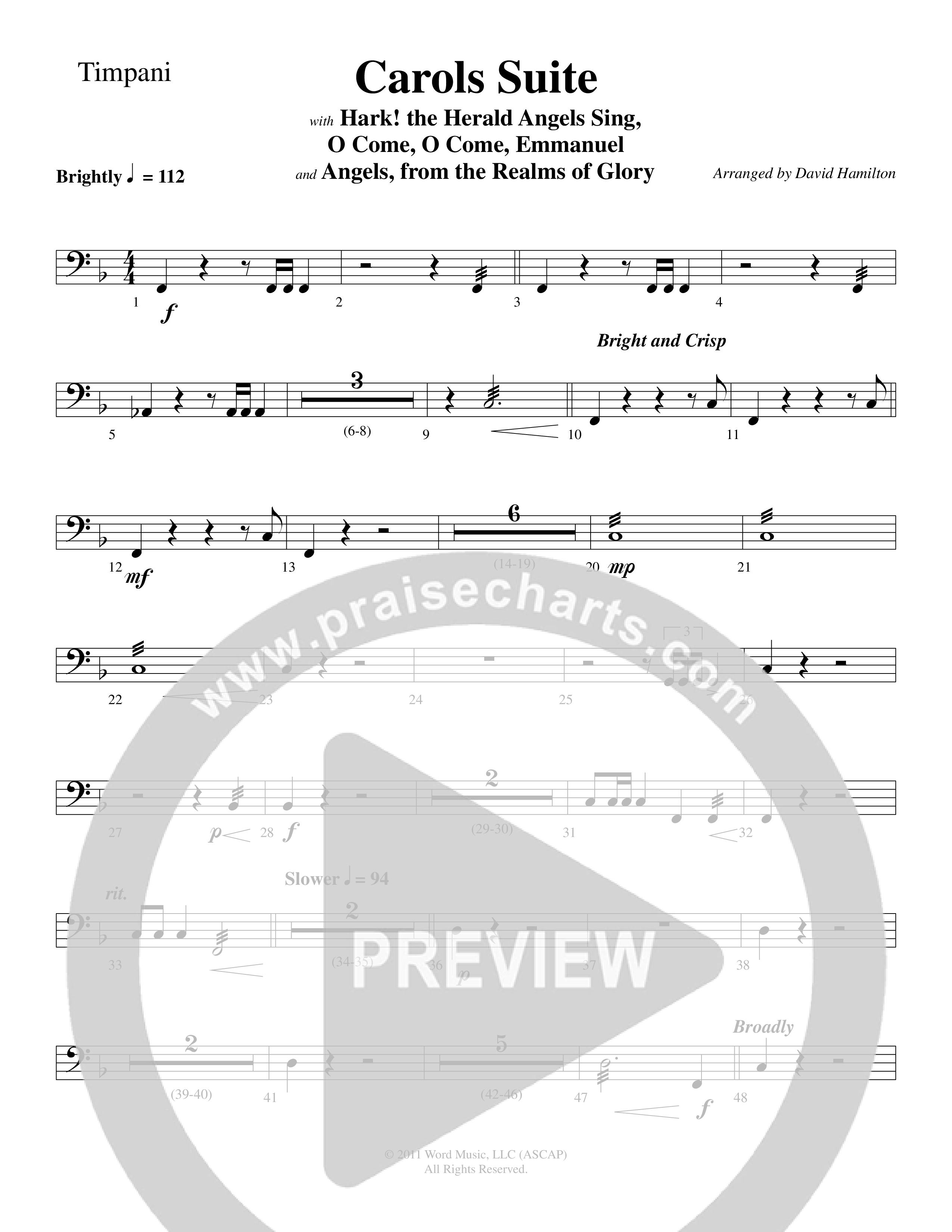 Carols Suite (Choral Anthem SATB) Timpani (Word Music Choral / Arr. David Hamilton)