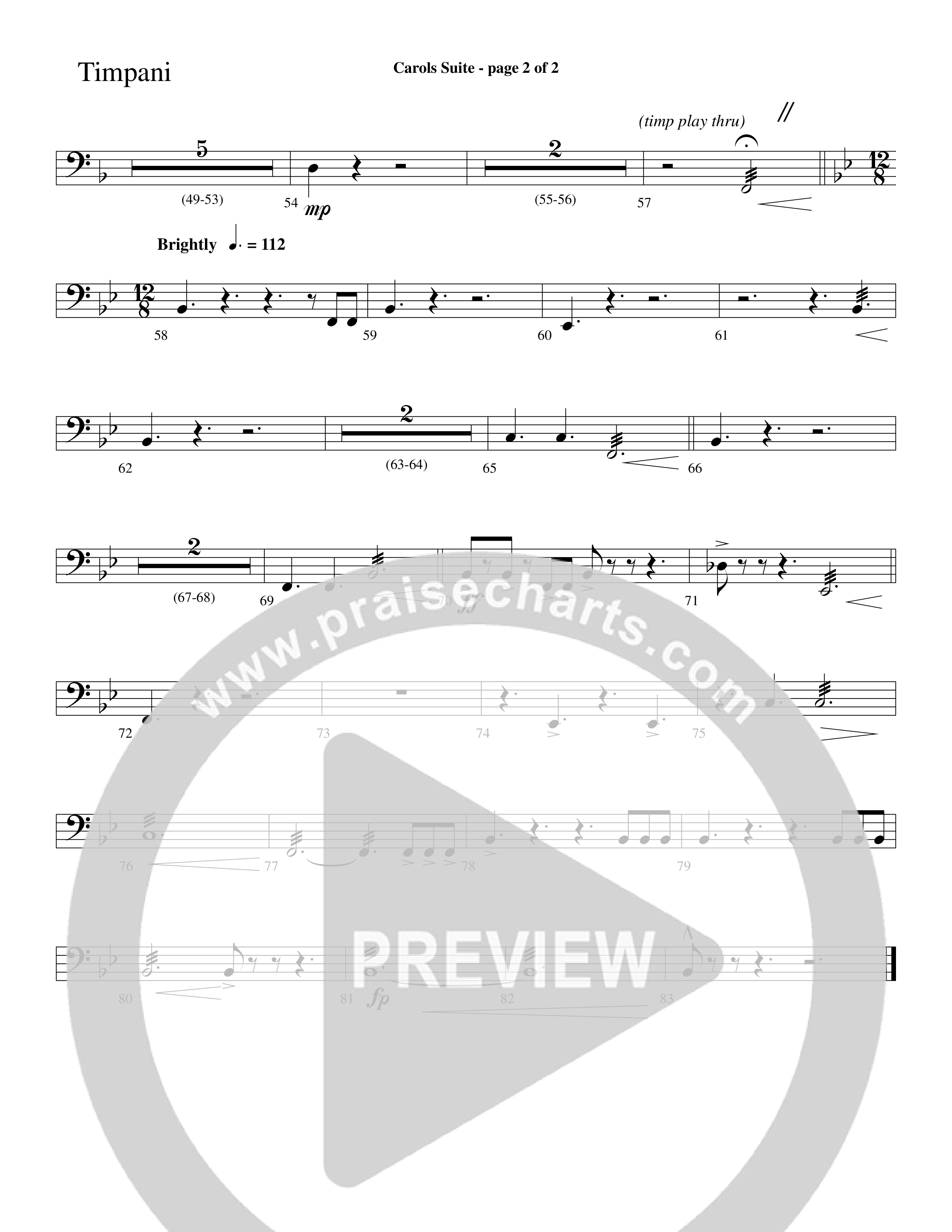 Carols Suite (Choral Anthem SATB) Timpani (Word Music Choral / Arr. David Hamilton)
