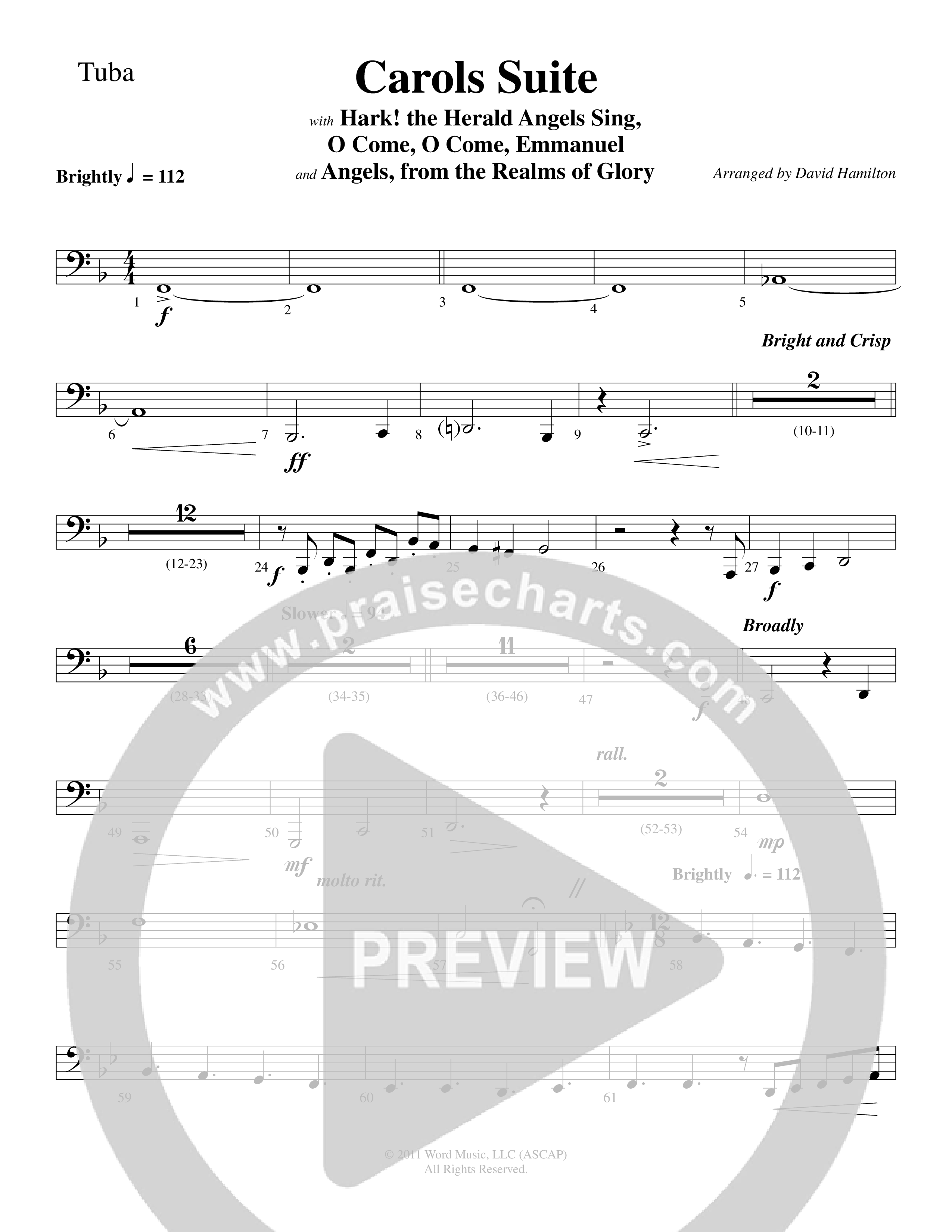 Carols Suite (Choral Anthem SATB) Tuba (Word Music Choral / Arr. David Hamilton)