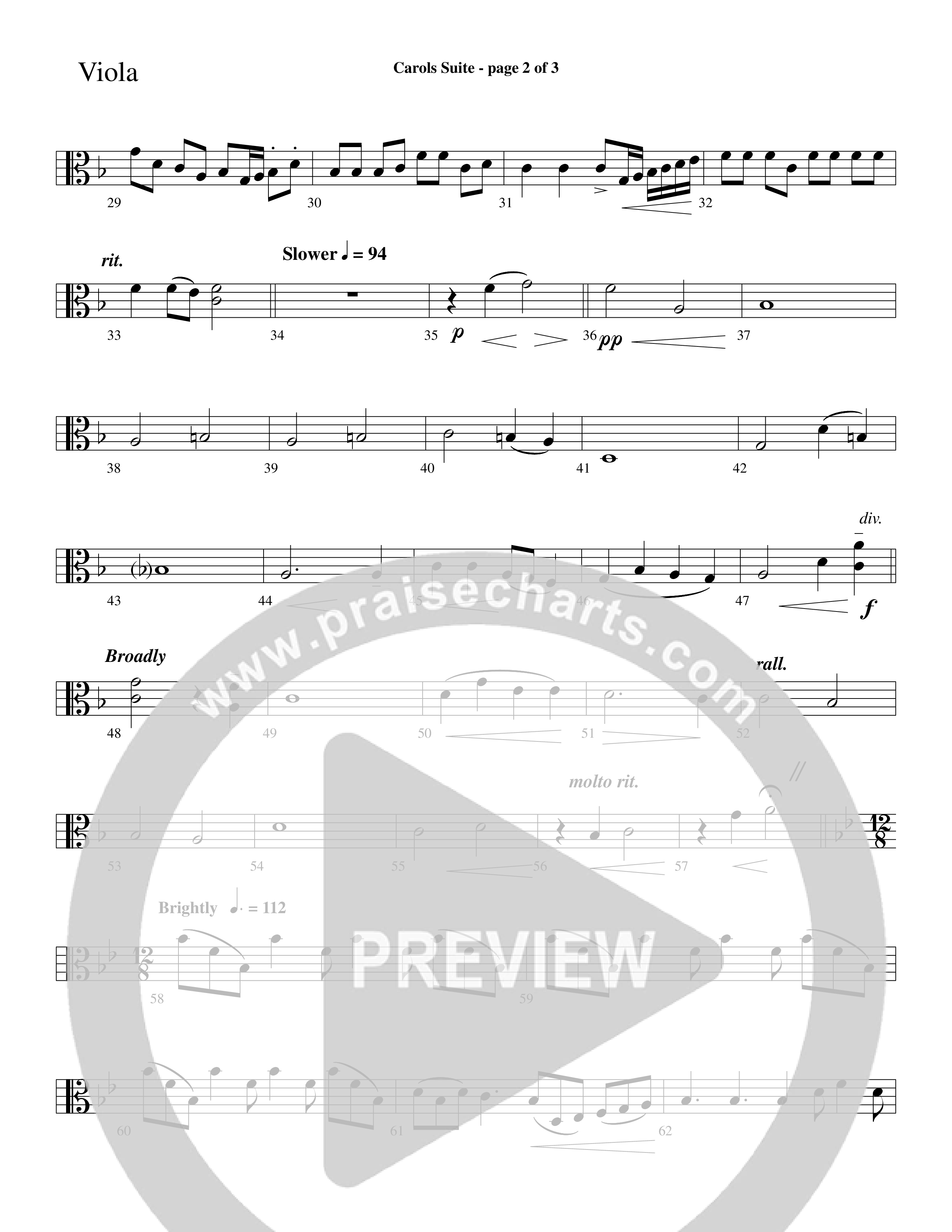 Carols Suite (Choral Anthem SATB) Viola (Word Music Choral / Arr. David Hamilton)