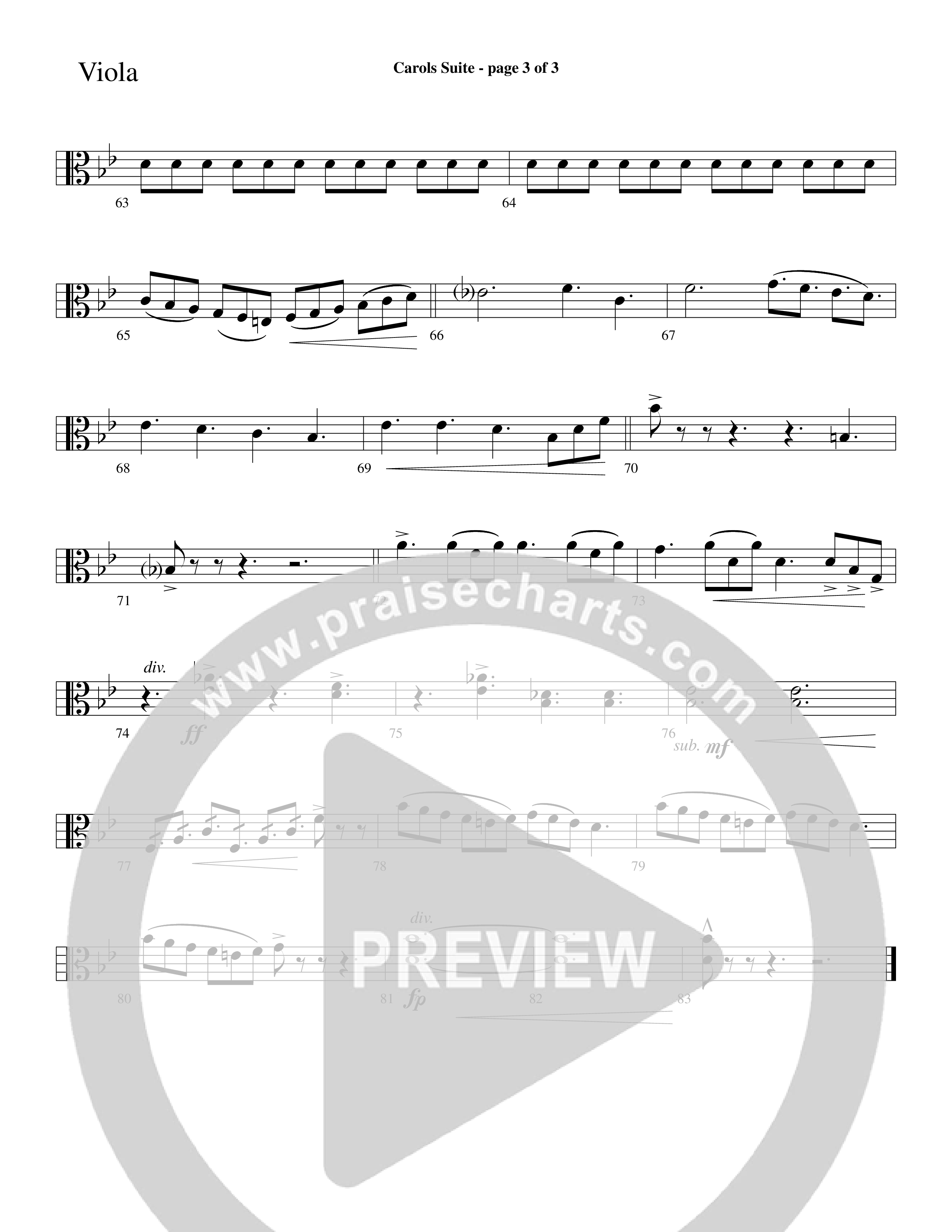 Carols Suite (Choral Anthem SATB) Viola (Word Music Choral / Arr. David Hamilton)