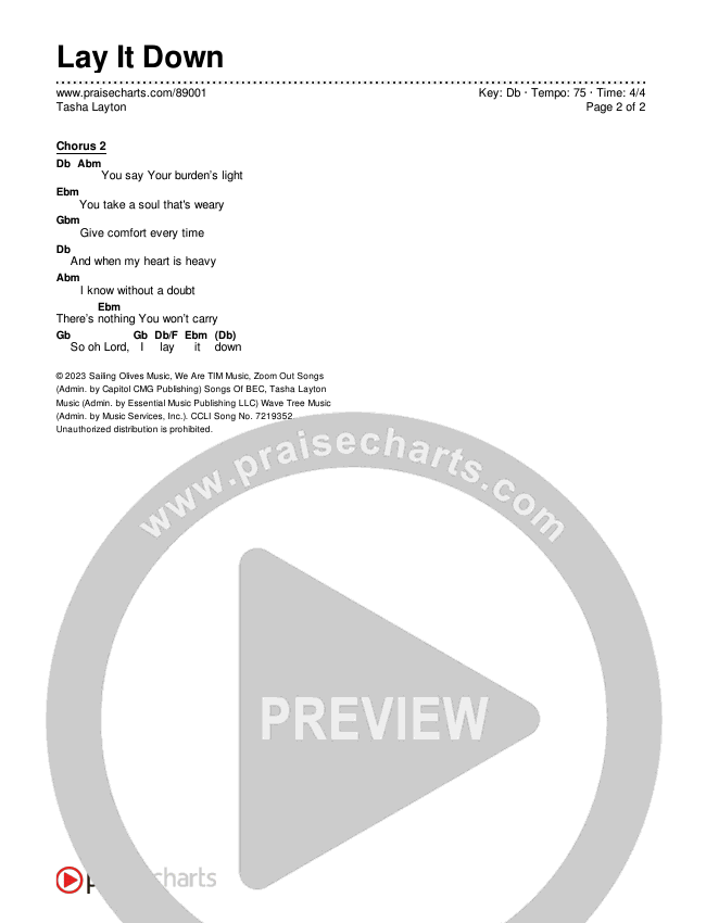 Lay It Down Chords & Lyrics (Tasha Layton)
