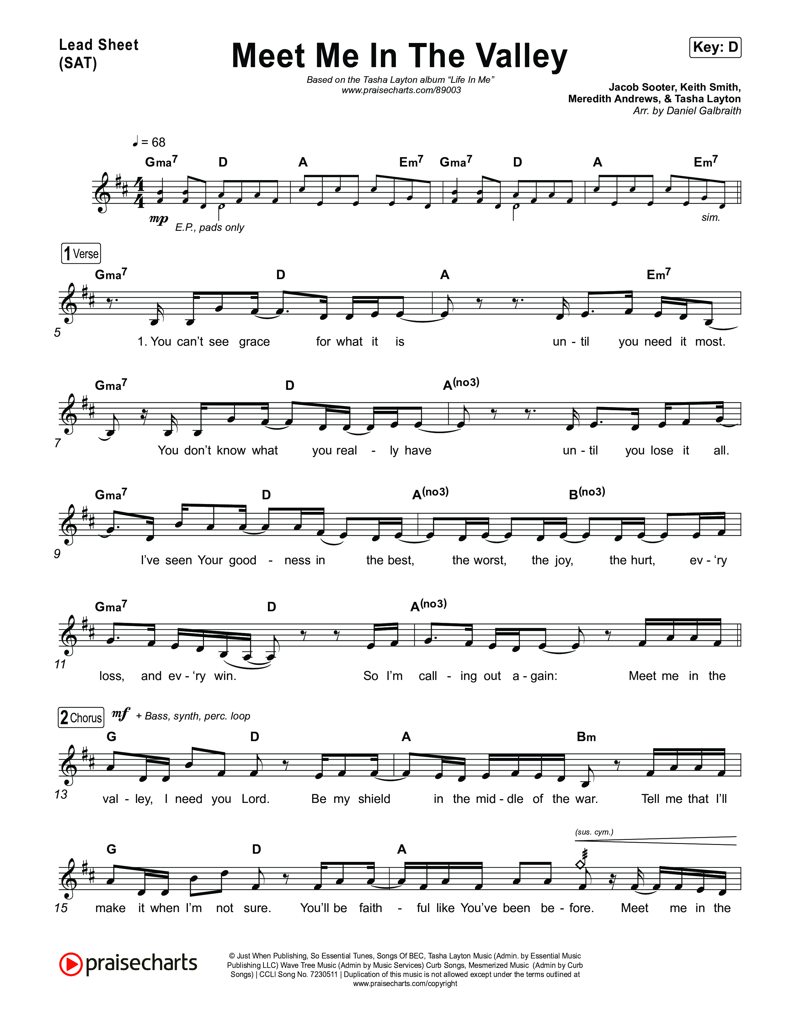 Meet Me In The Valley Lead Sheet (SAT) (Tasha Layton)