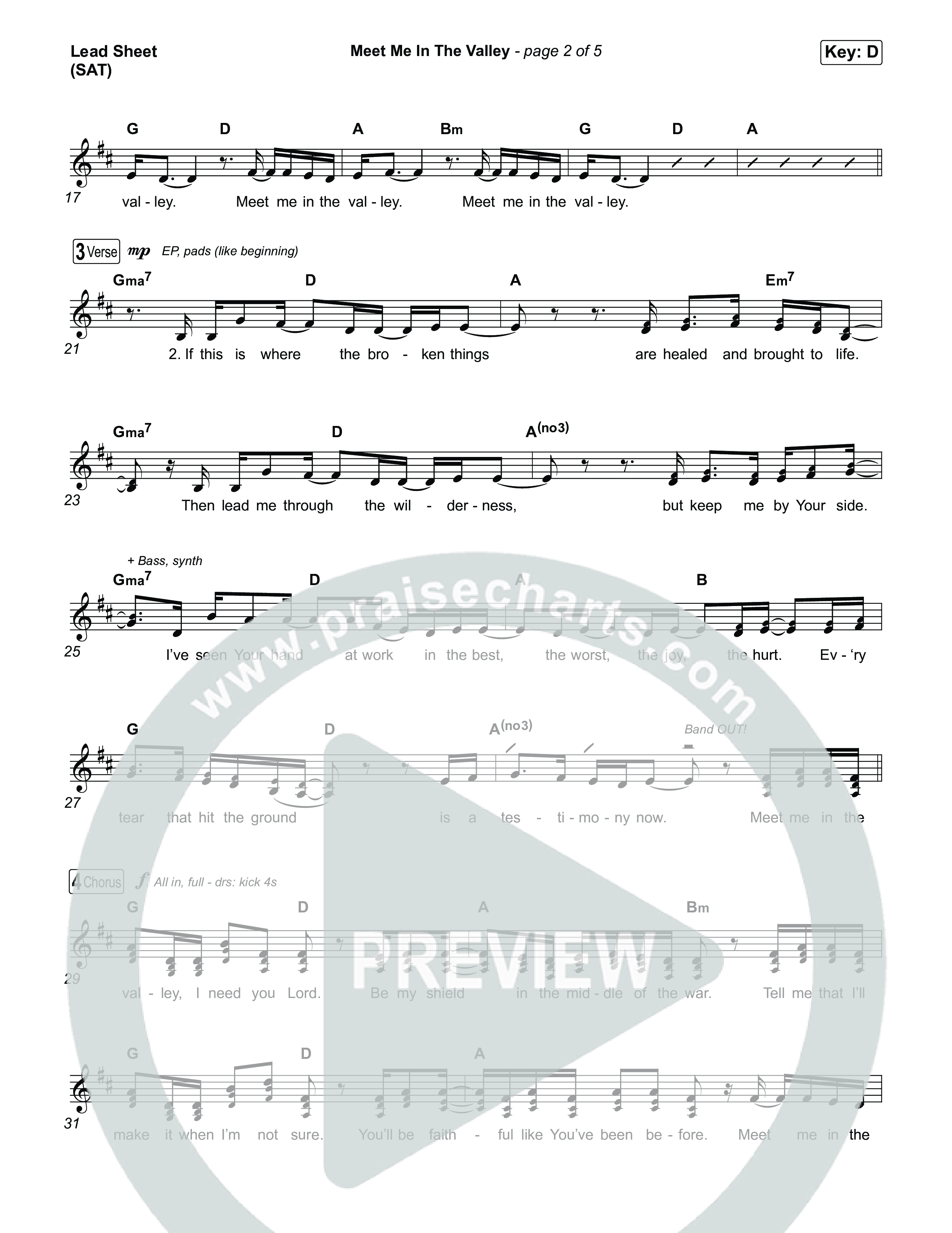 Meet Me In The Valley Lead Sheet (SAT) (Tasha Layton)
