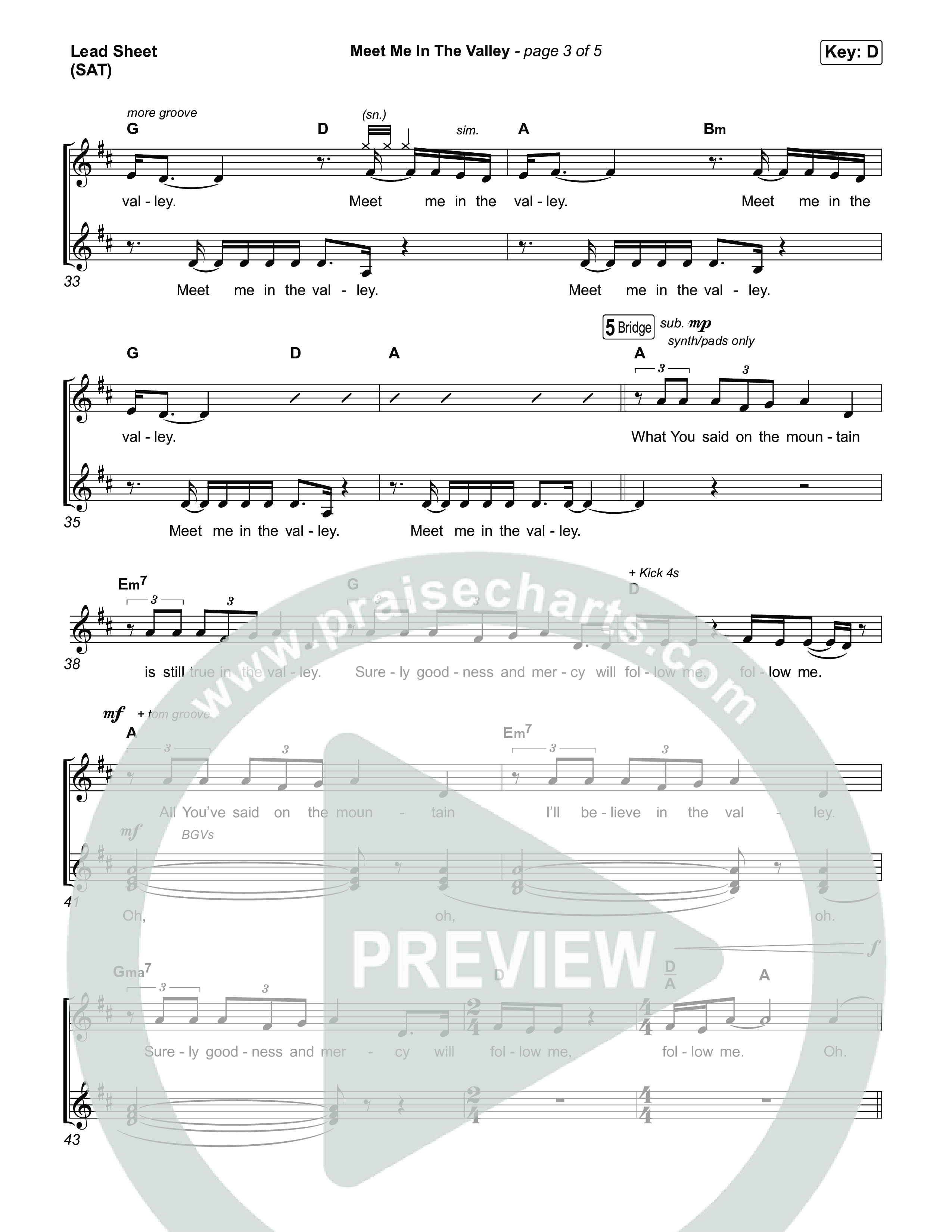 Meet Me In The Valley Lead Sheet (SAT) (Tasha Layton)