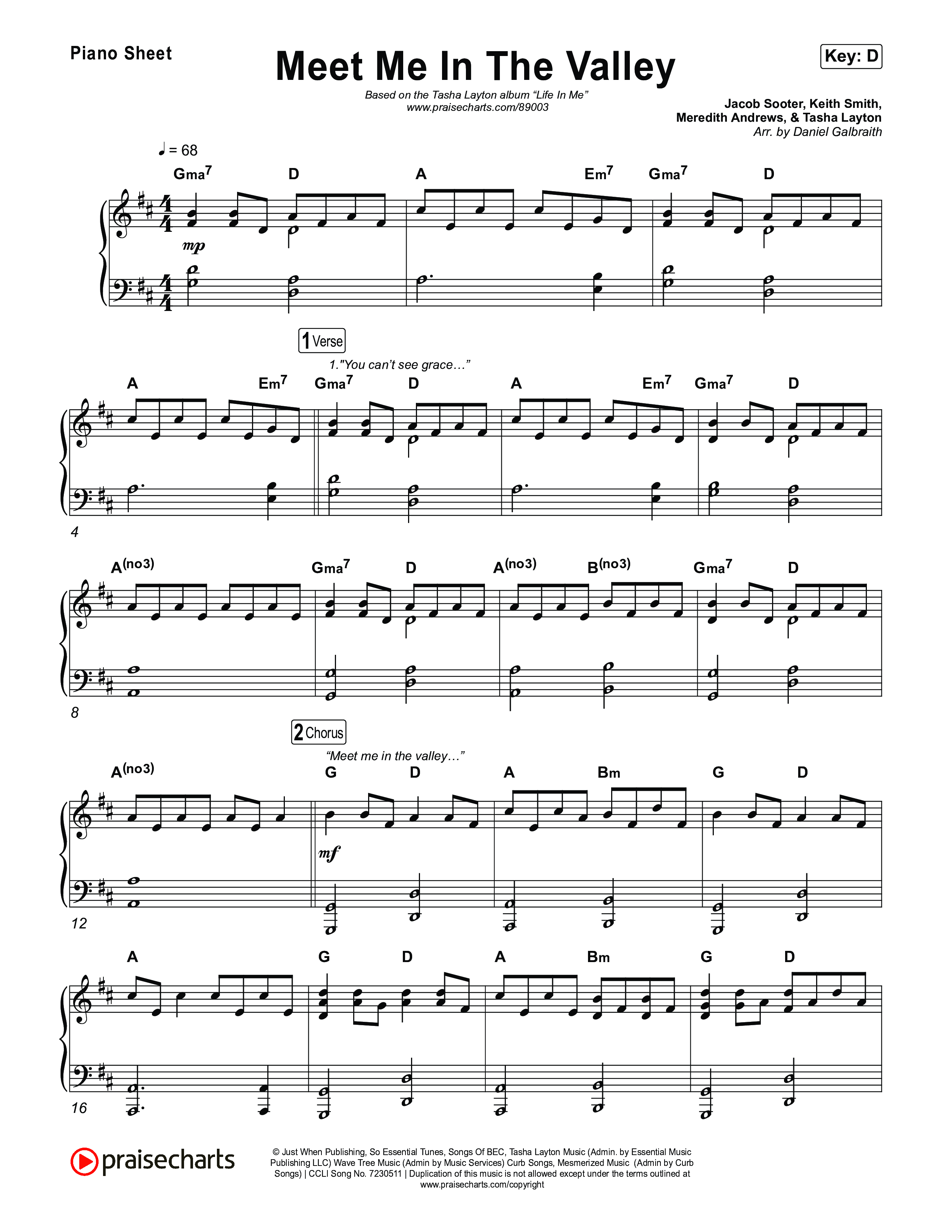 Meet Me In The Valley Piano Sheet (Tasha Layton)