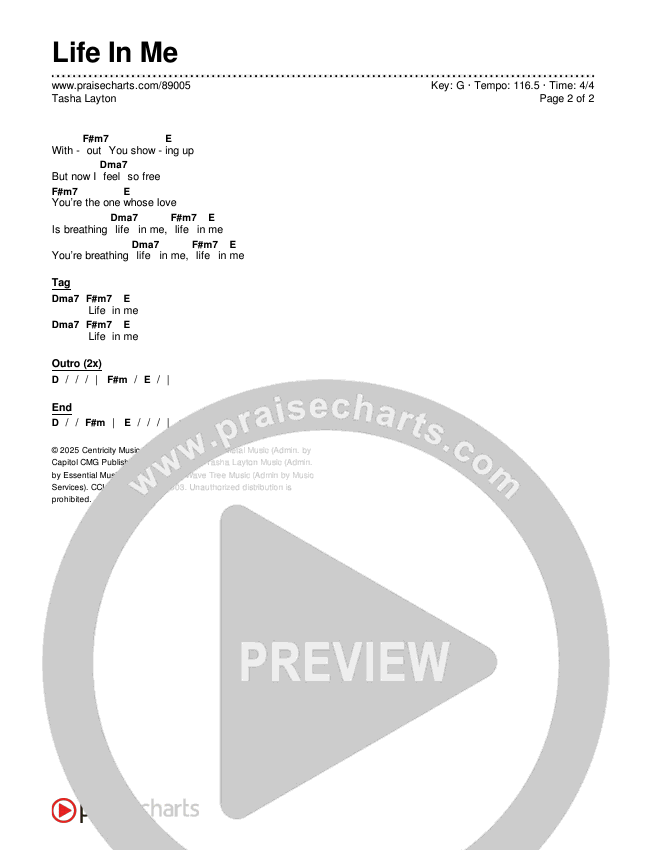 Life In Me Chords & Lyrics (Tasha Layton)