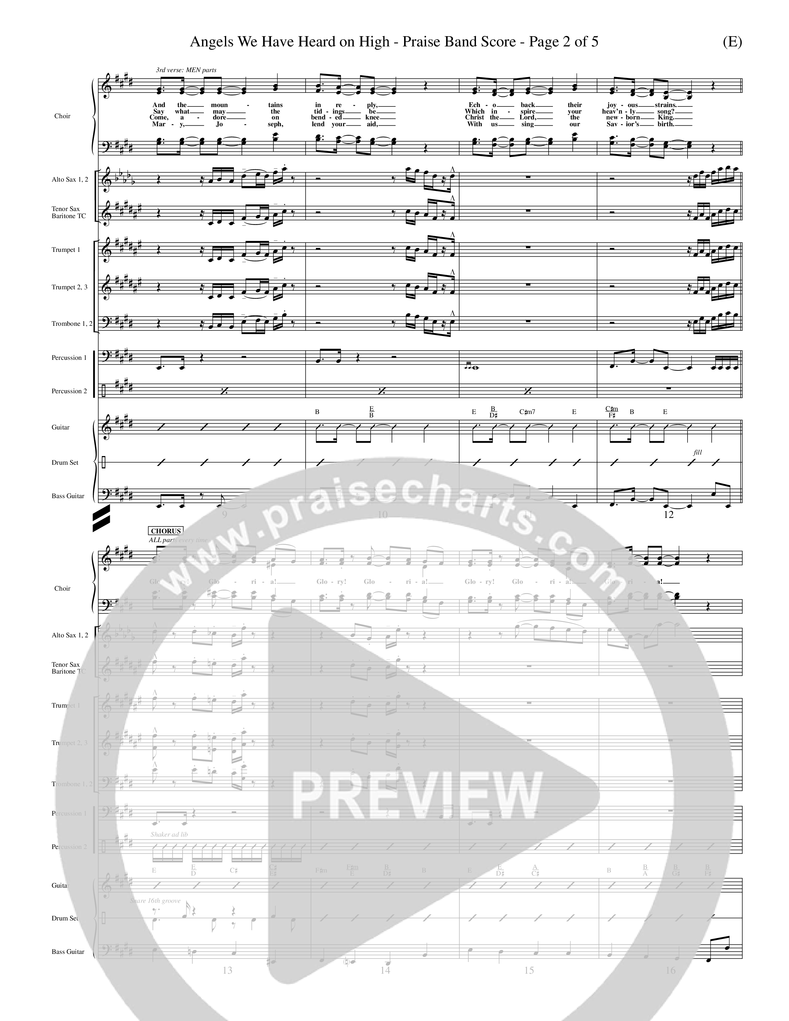 Angels We Have Heard On High (Choral Anthem SATB) PraiseBand (incl. Brass) (Word Music Choral / Arr. John Coates / Orch. Dave Williamson / Orch. Billy Payne)
